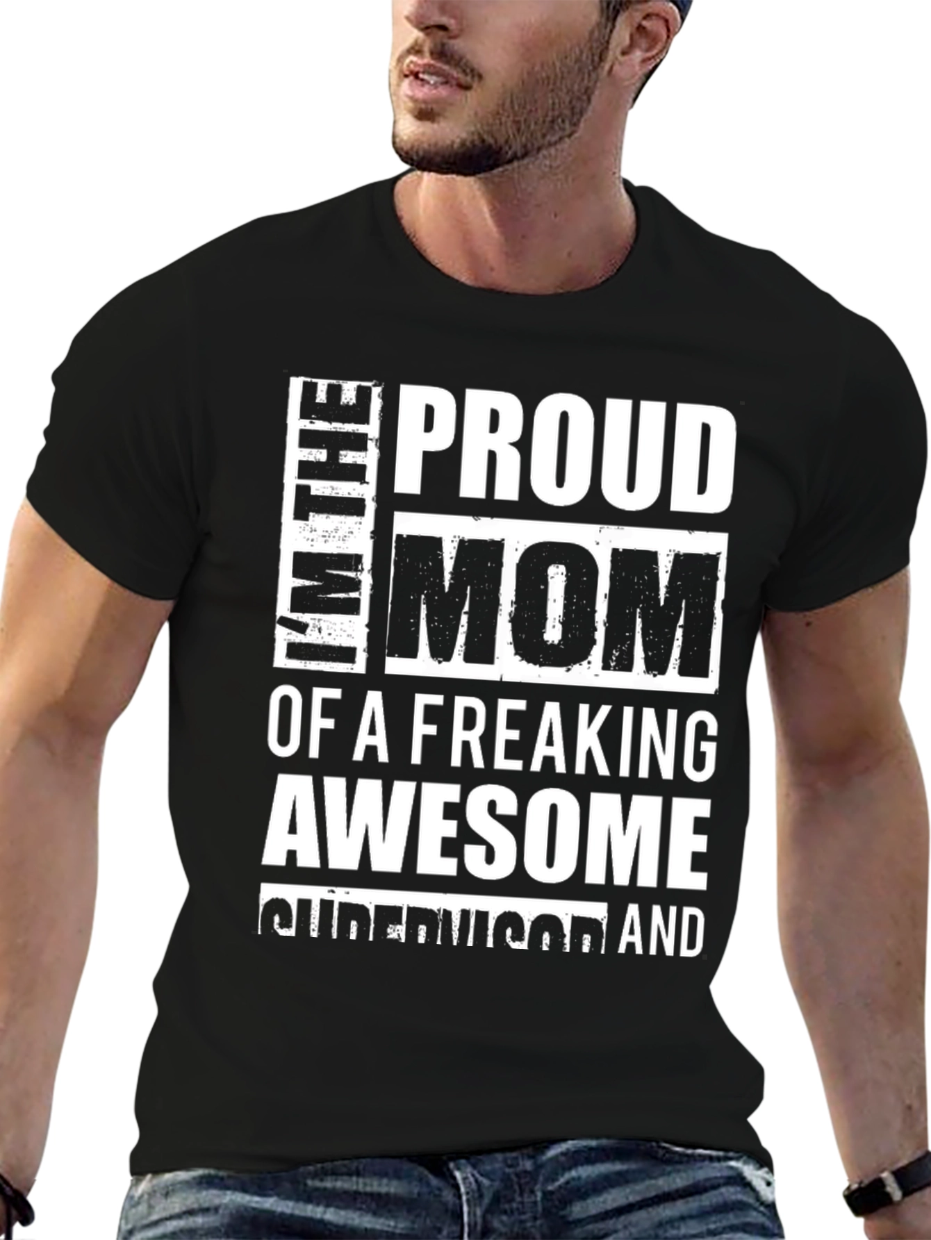 Black Proud Mom Graphic T-Shirt - Black view 6