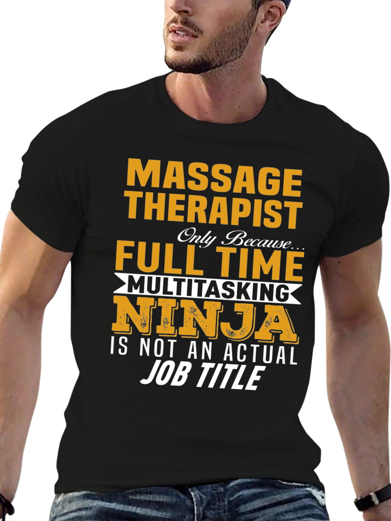 Black Massage Therapist Ninja T-Shirt view 6