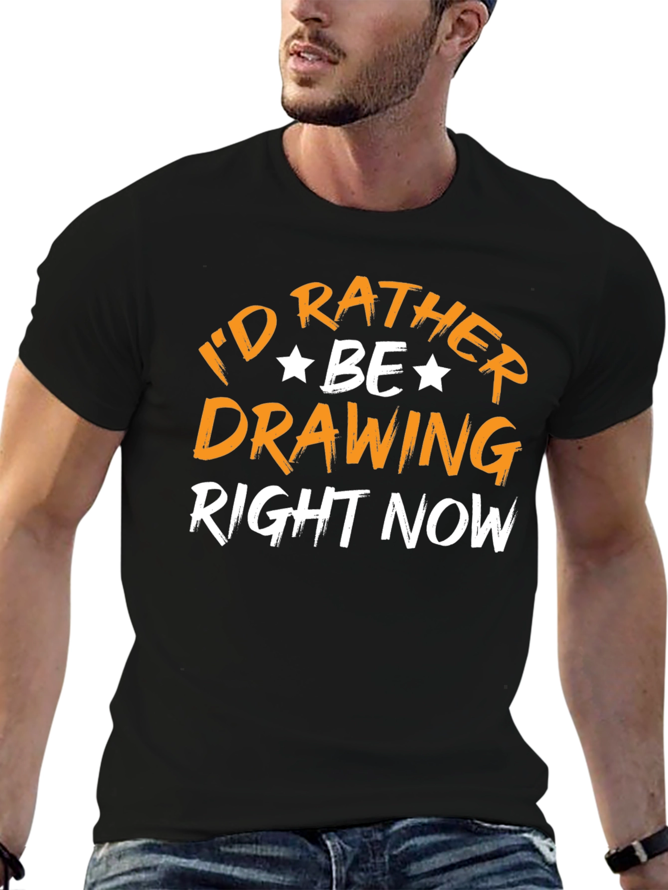 Black I'd Rather Be Drawing T-Shirt view 6