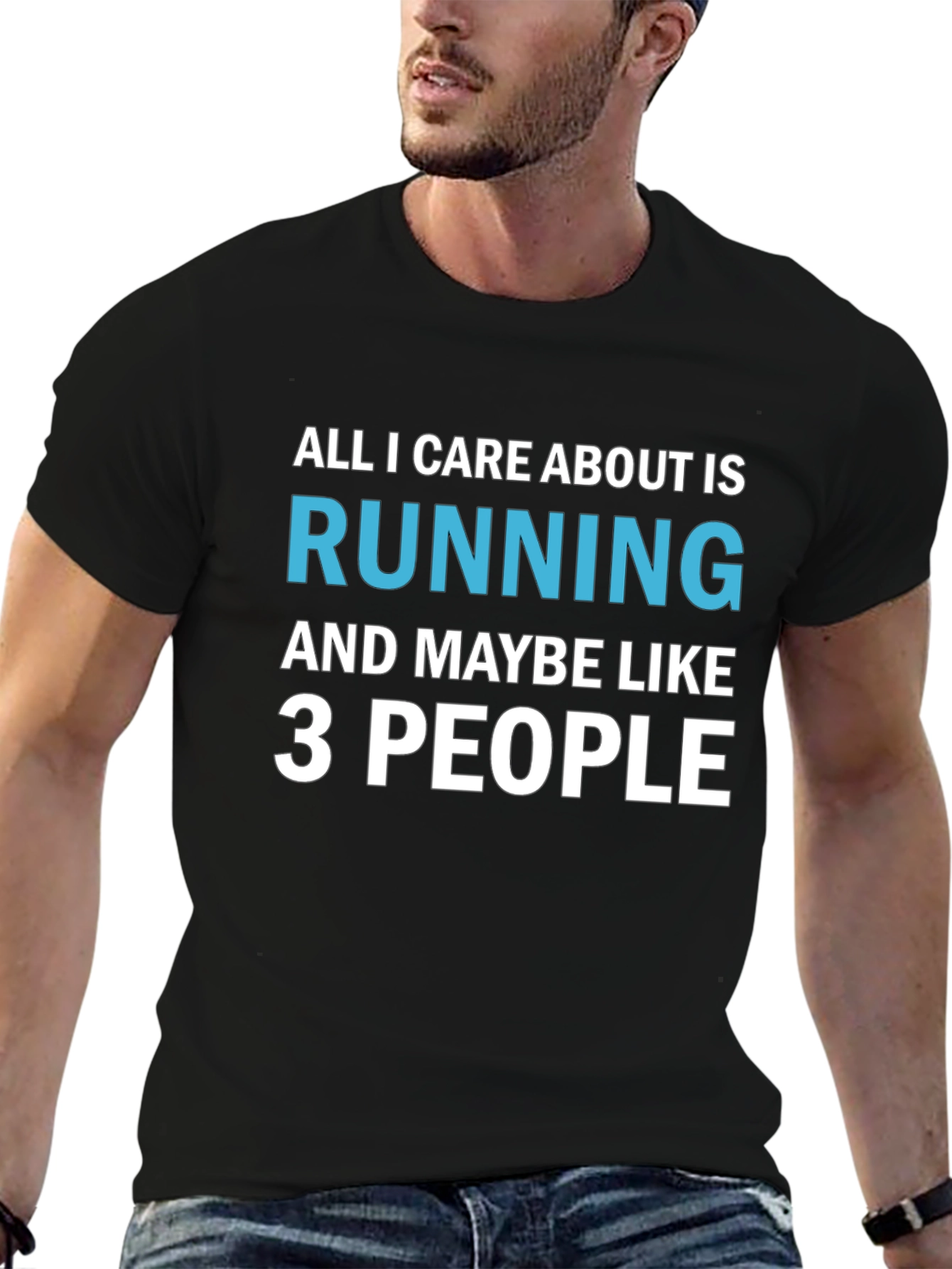 Black Running T-Shirt: All I Care About Is Running view 6