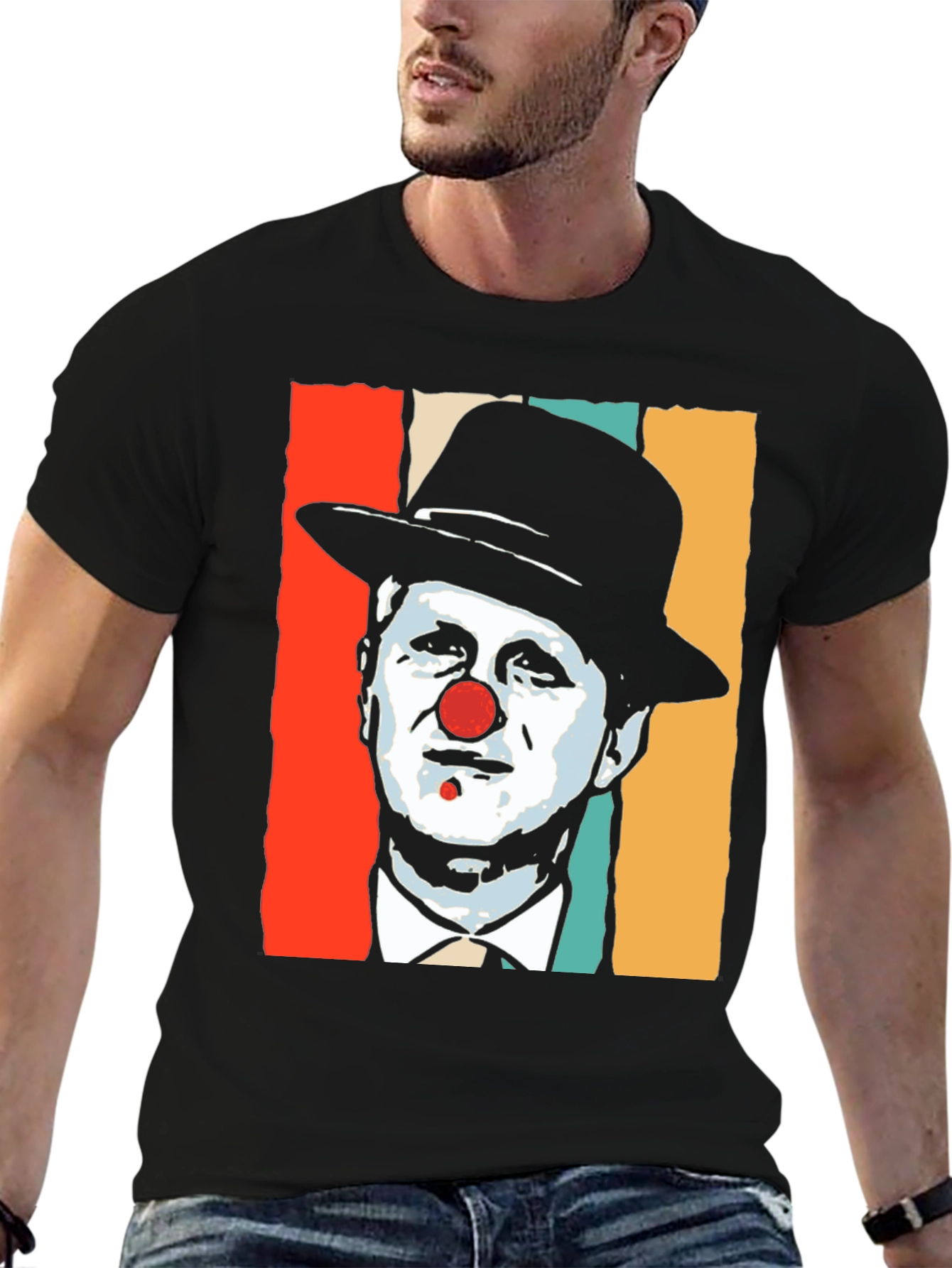 Black Clown Portrait Graphic T-Shirt - Retro Style view 6