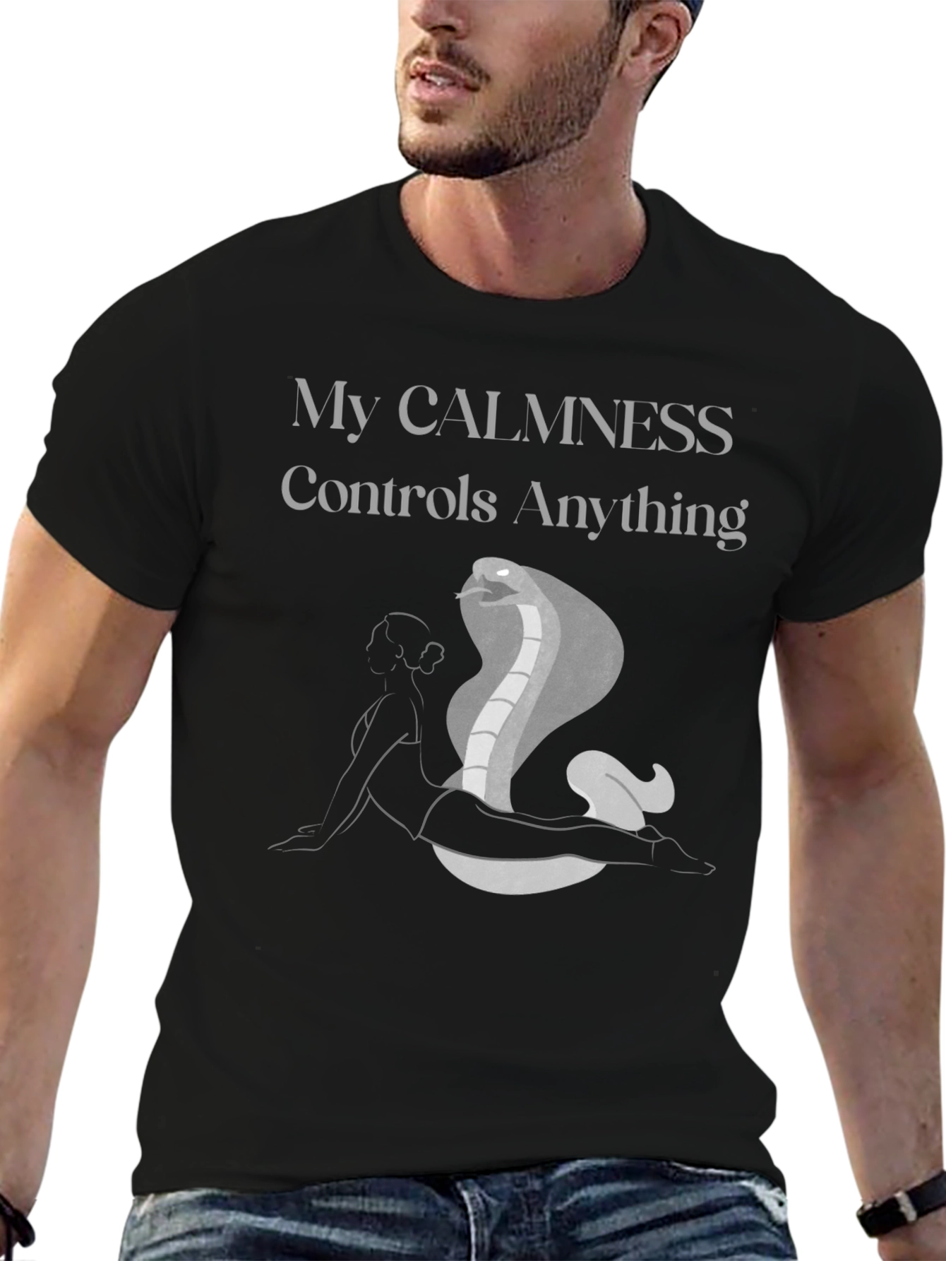 Black Calmness Cobra Graphic Tee - Yoga Inspired view 6