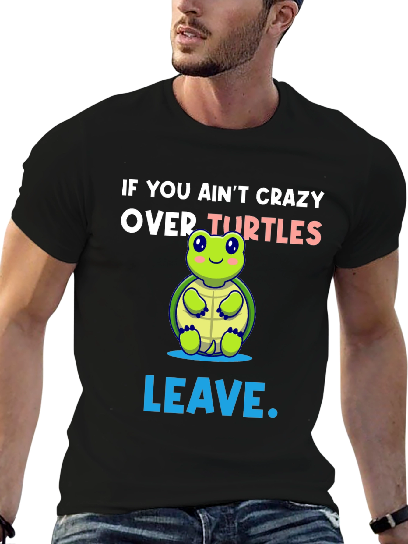 Black Crazy Over Turtles Graphic Tee view 6