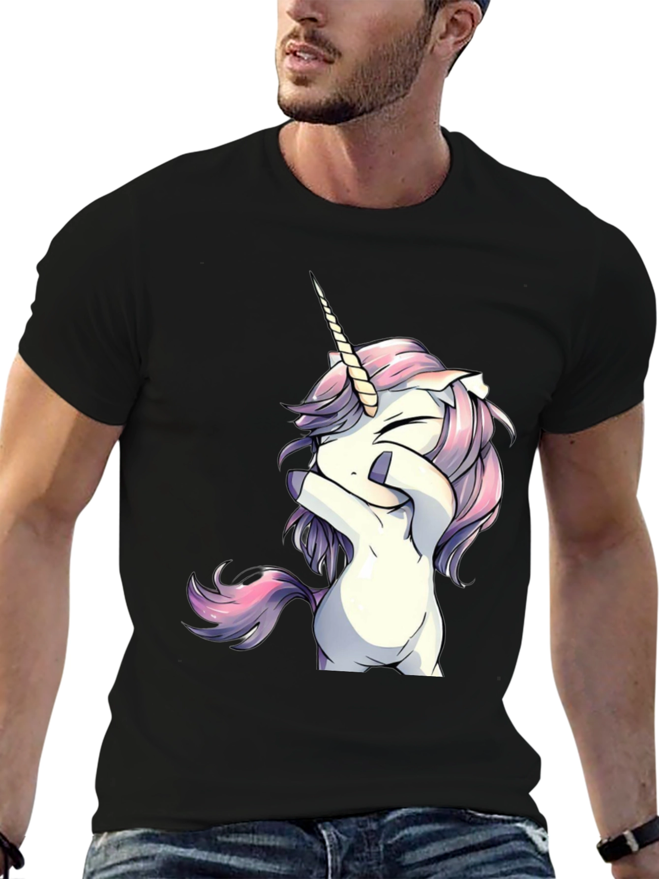 Black Unicorn Graphic Tee - Black Cotton Blend view 6