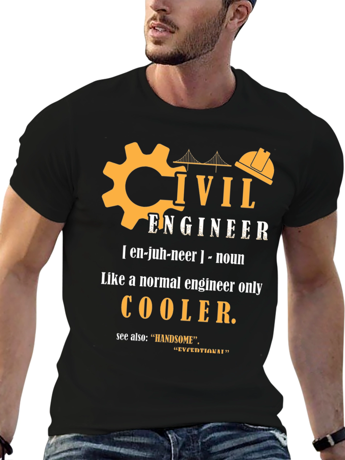 Black Civil Engineer Definition Graphic Tee view 6