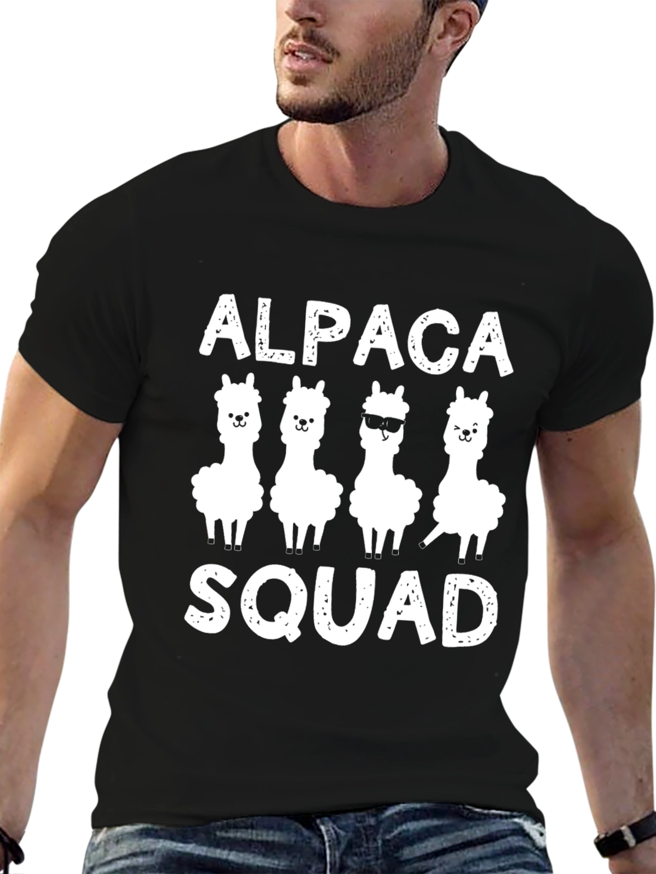 Black Alpaca Squad Black Graphic T-Shirt view 6