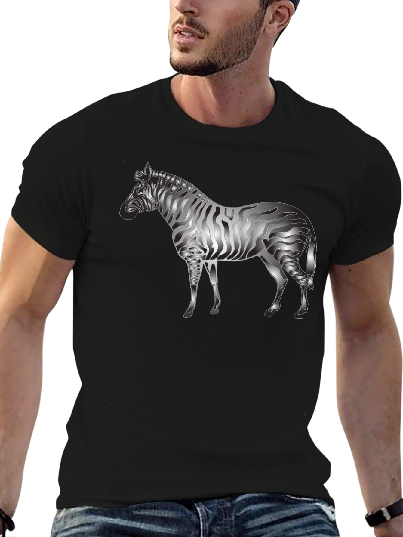 Black Zebra Graphic Tee - Cool Animal Design view 6
