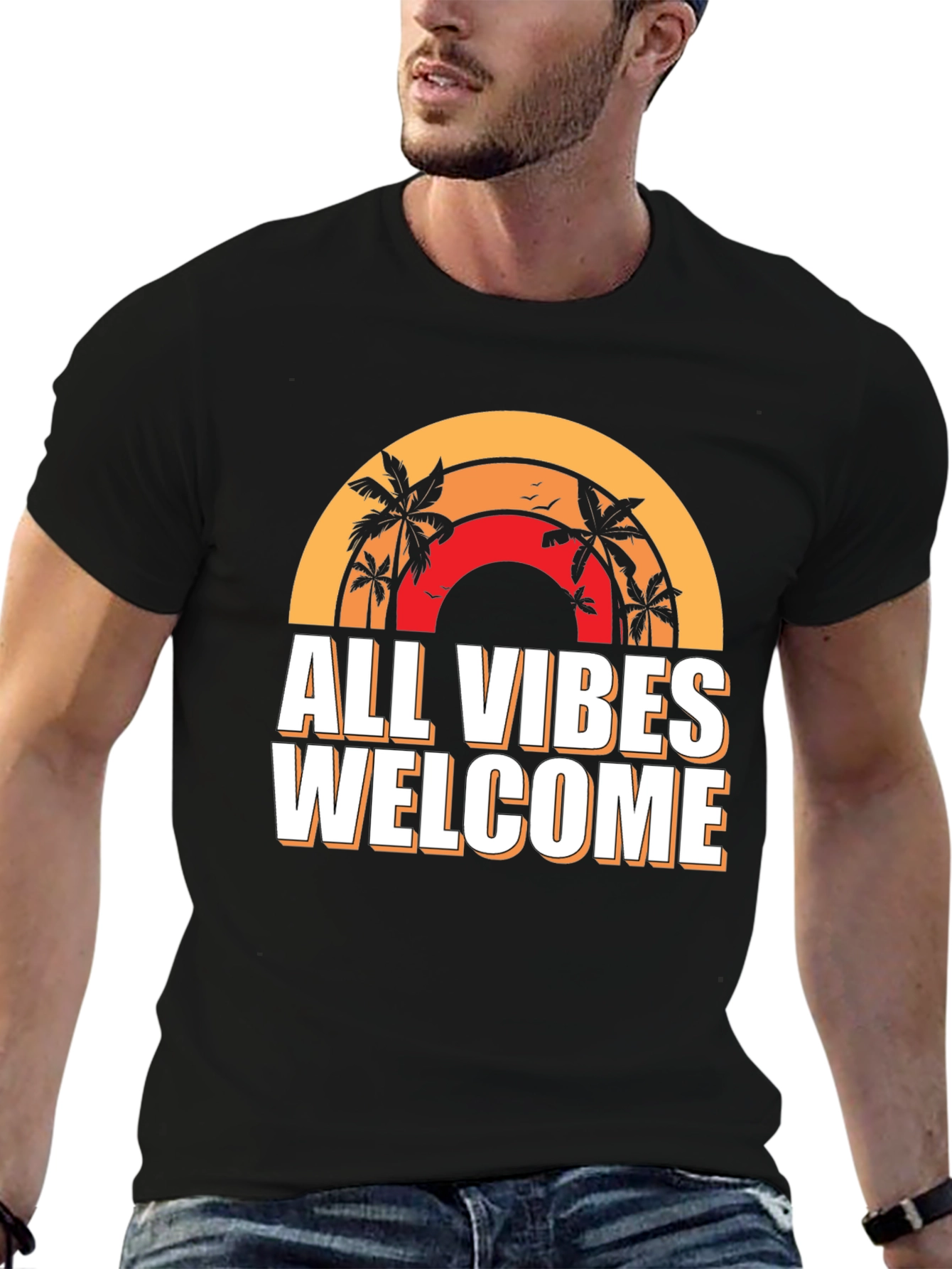 Black All Vibes Welcome Graphic Tee - Black view 6