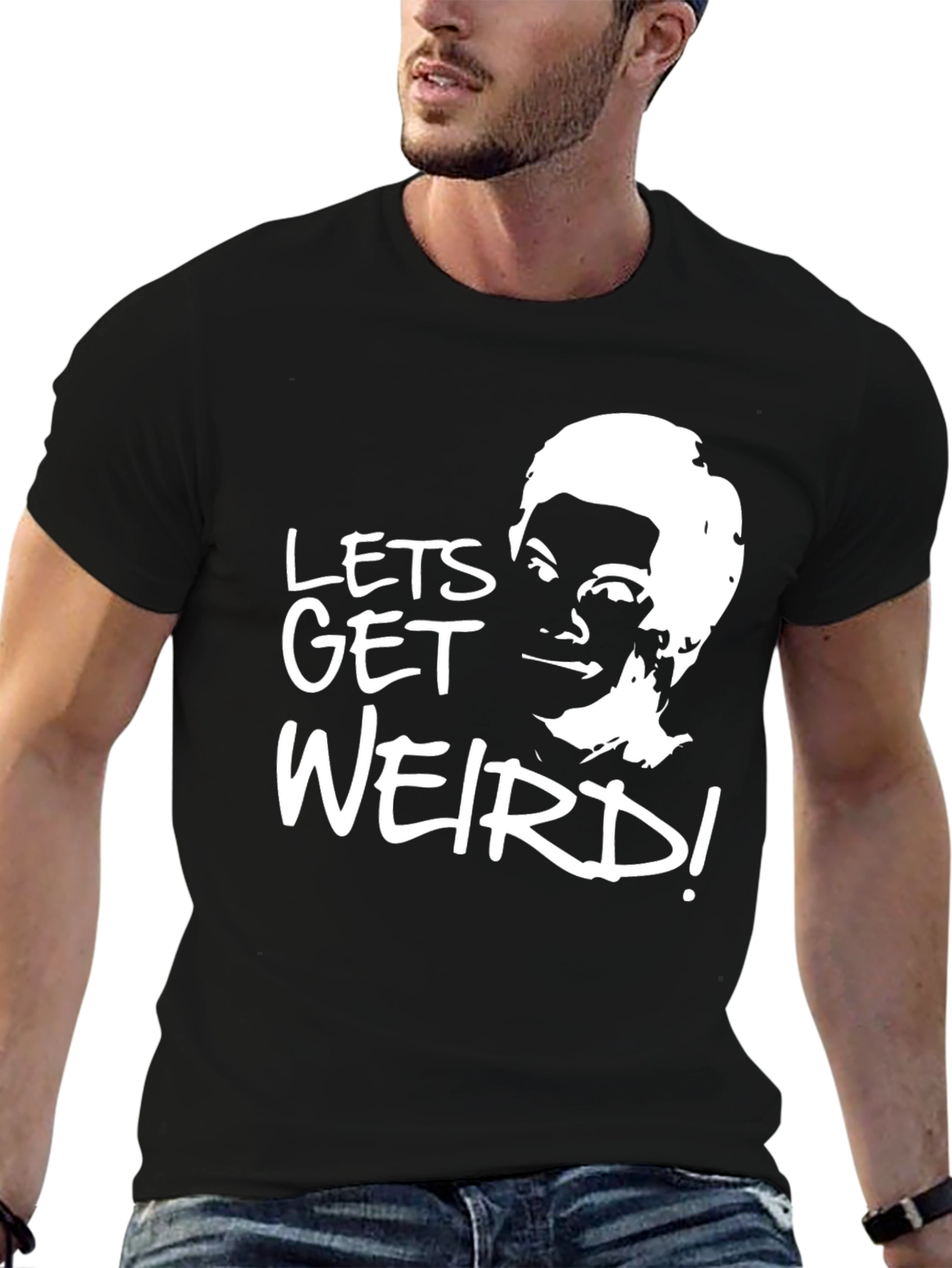 Black Lets Get Weird T-Shirt - Soft Black Tee view 6