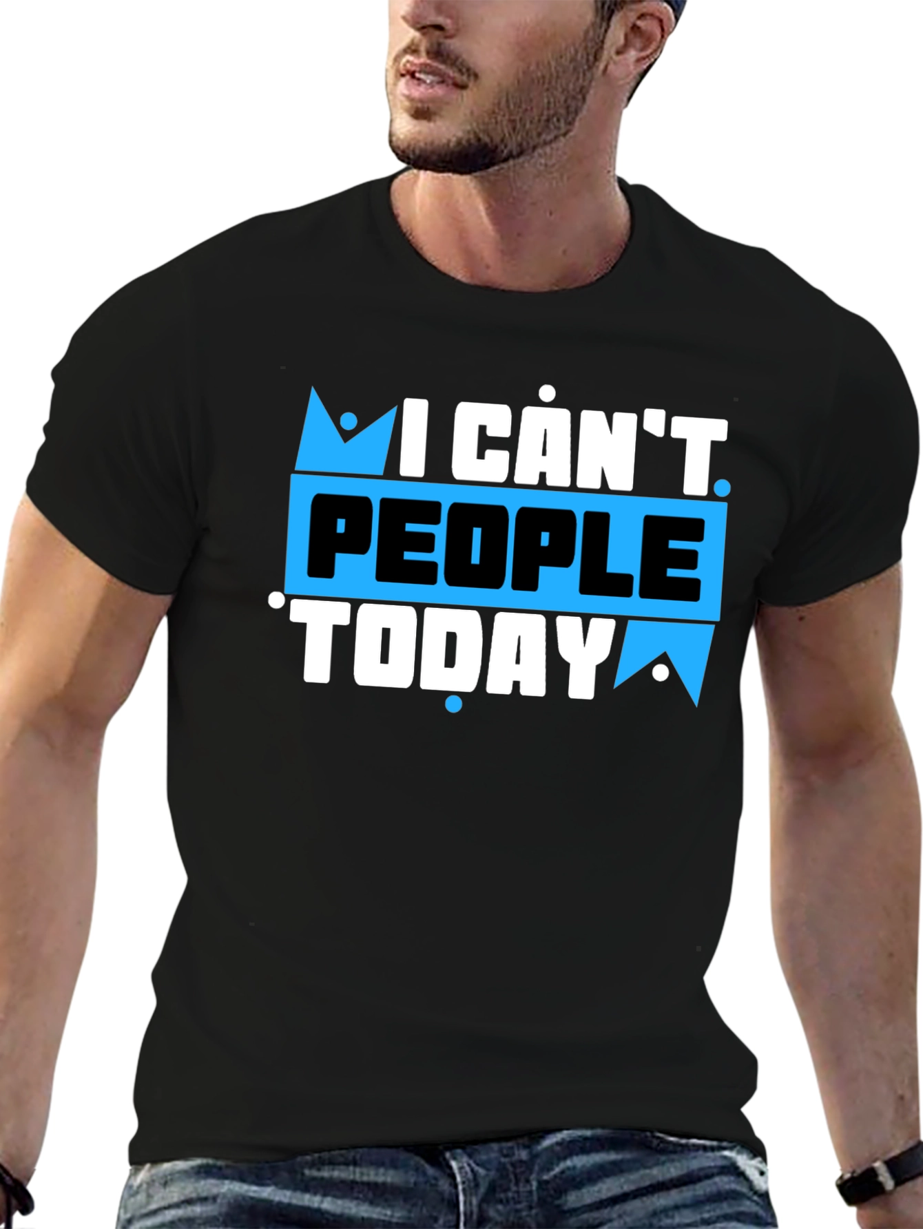 Black I Can't People Today Graphic T-Shirt view 6