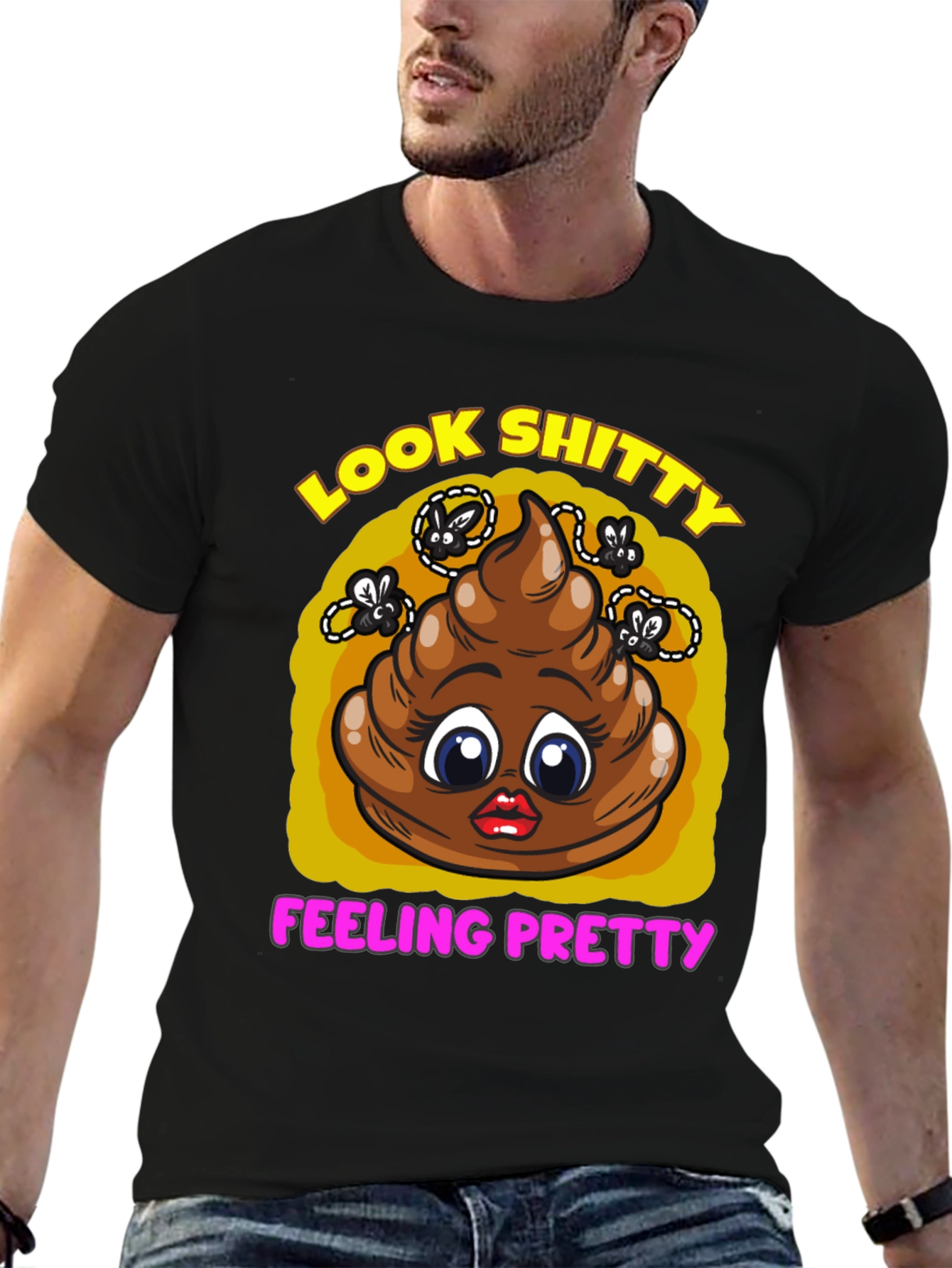 Black Funny "Look Shitty Feeling Pretty" Graphic Tee view 6