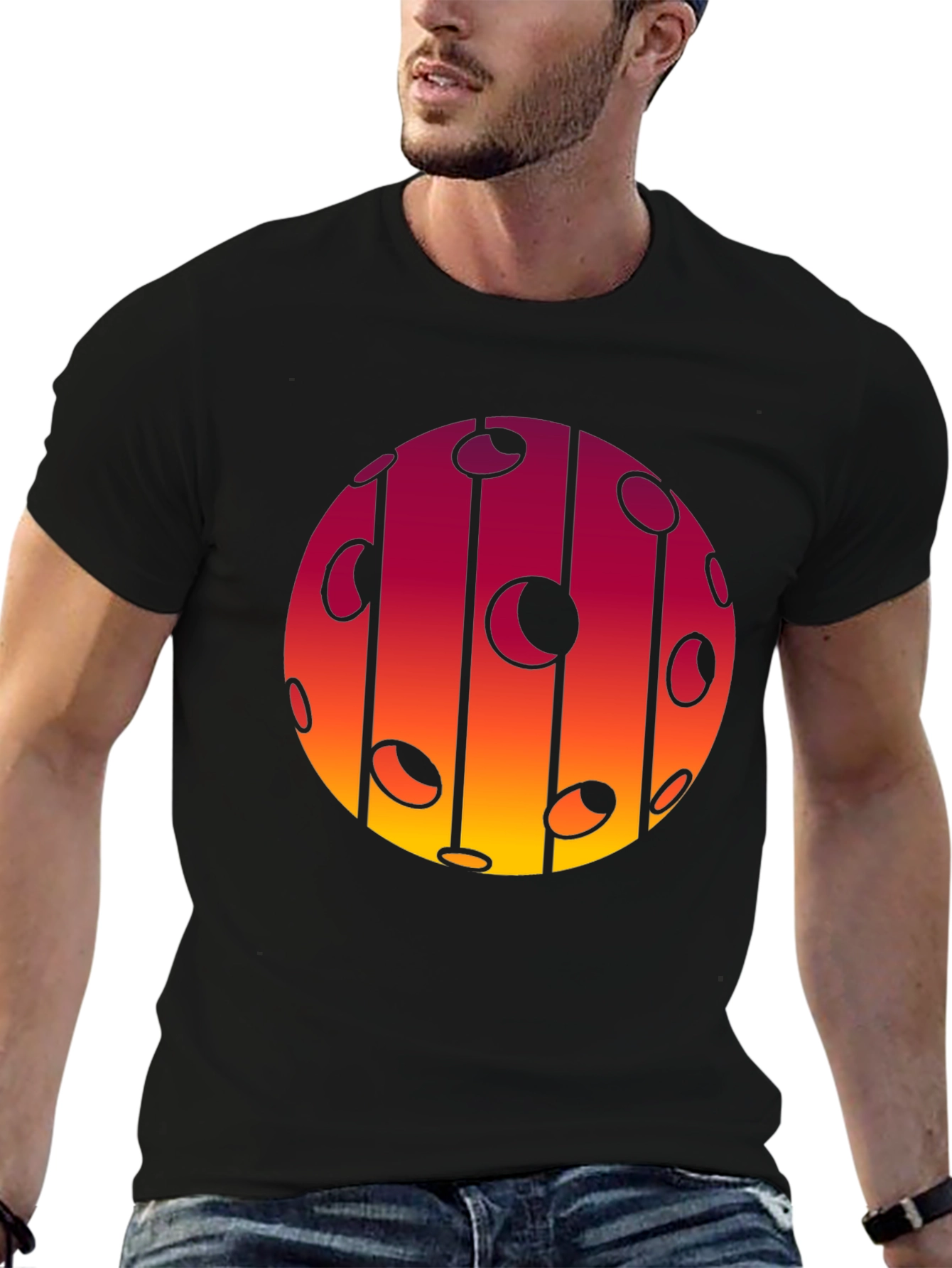Black Abstract Sunset T-Shirt view 6