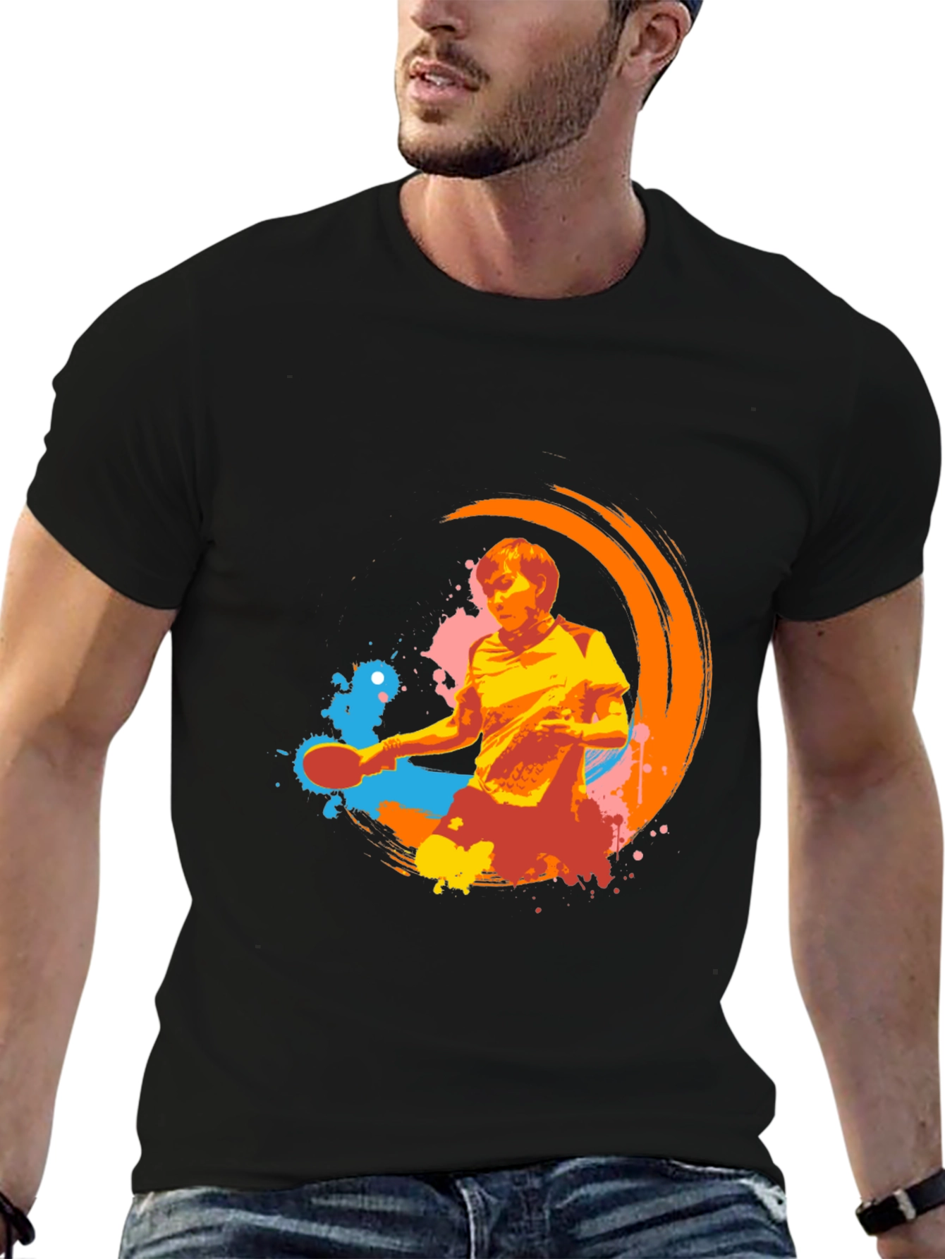 Black Cool Graphic Tee - Table Tennis Design view 6