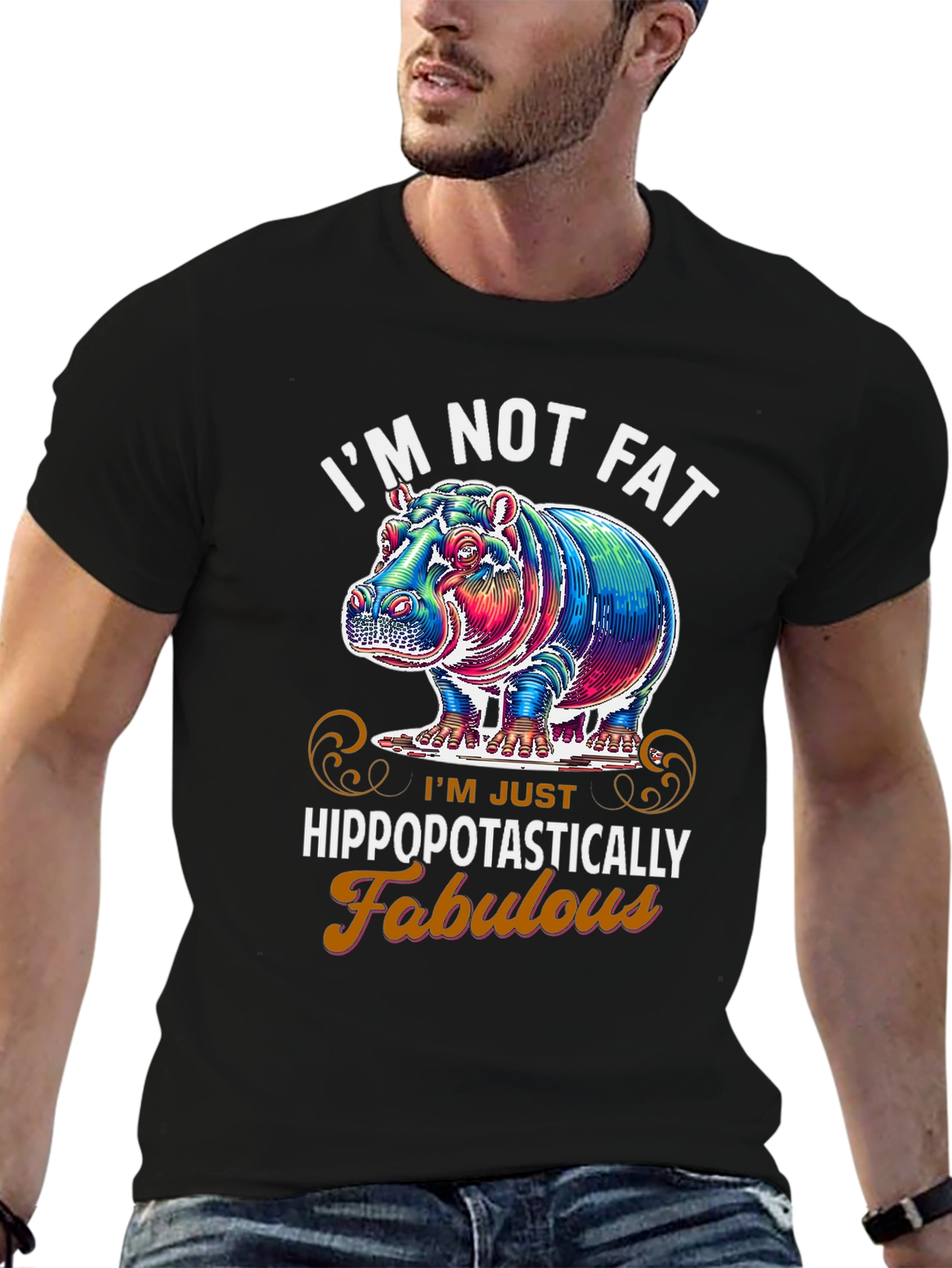 Black Hippopotastically Fabulous T-Shirt view 6