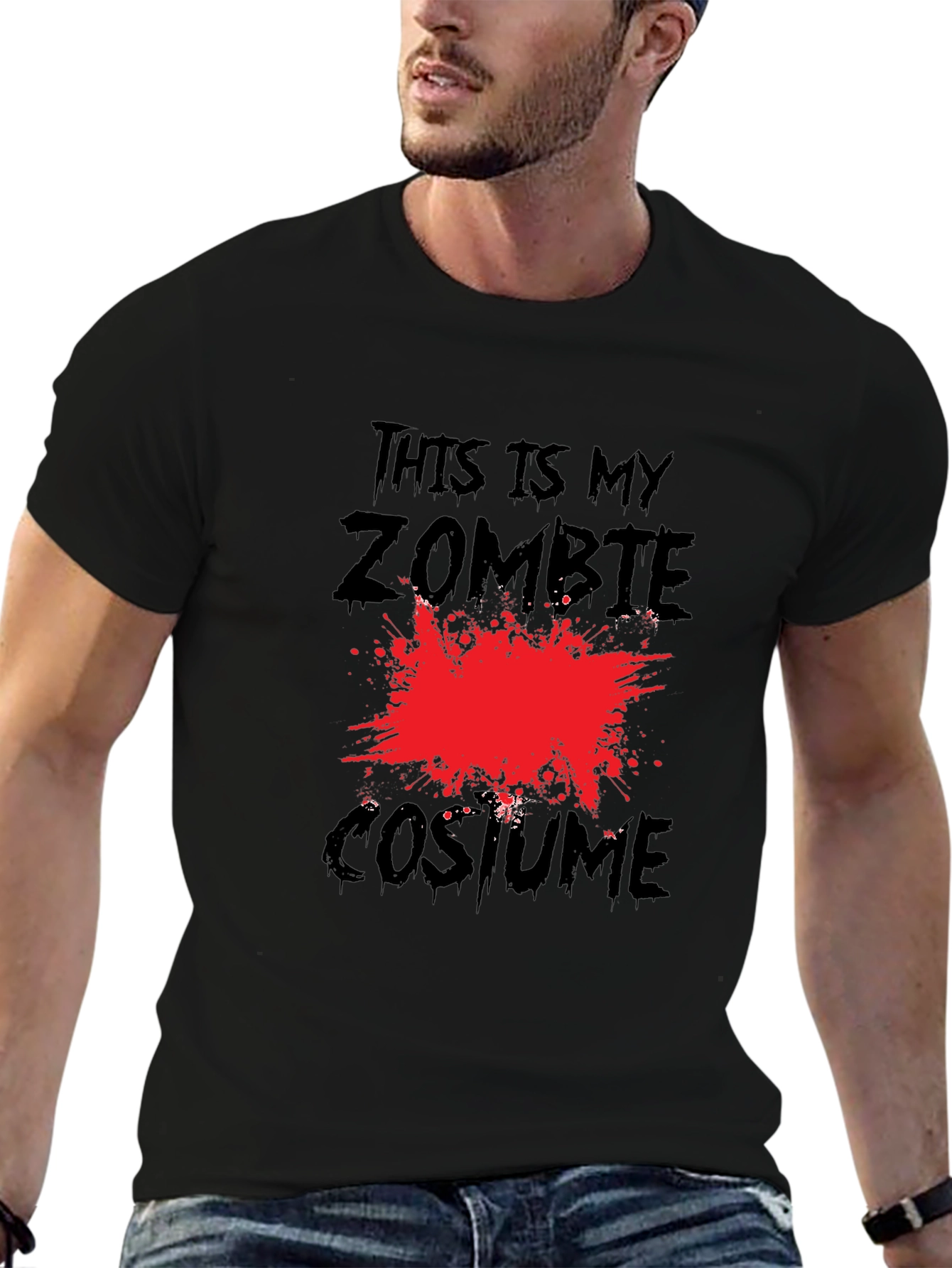 Black Zombie Costume T-Shirt - Halloween Tee view 6