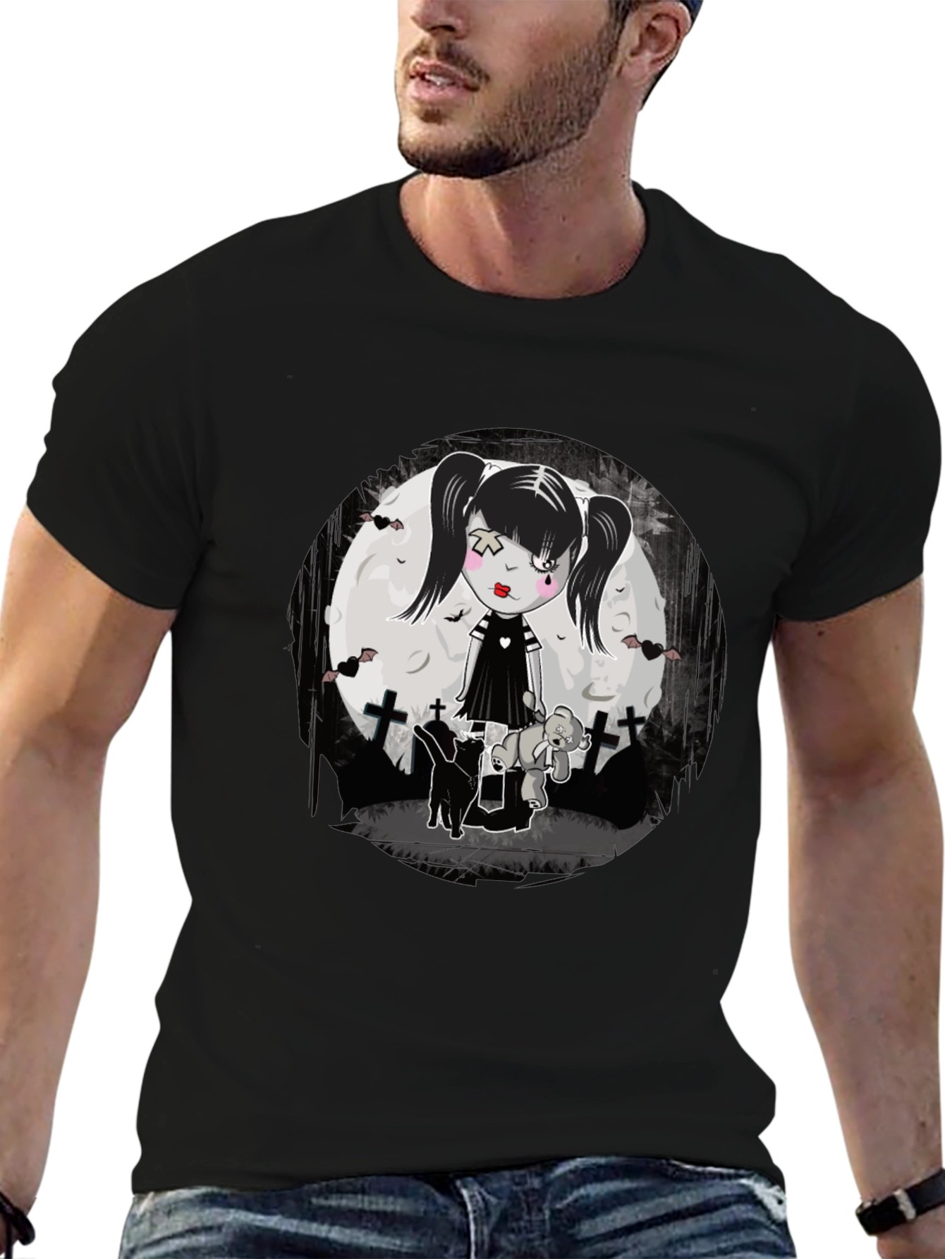 Black Gothic Girl T-Shirt - Emo Style view 6