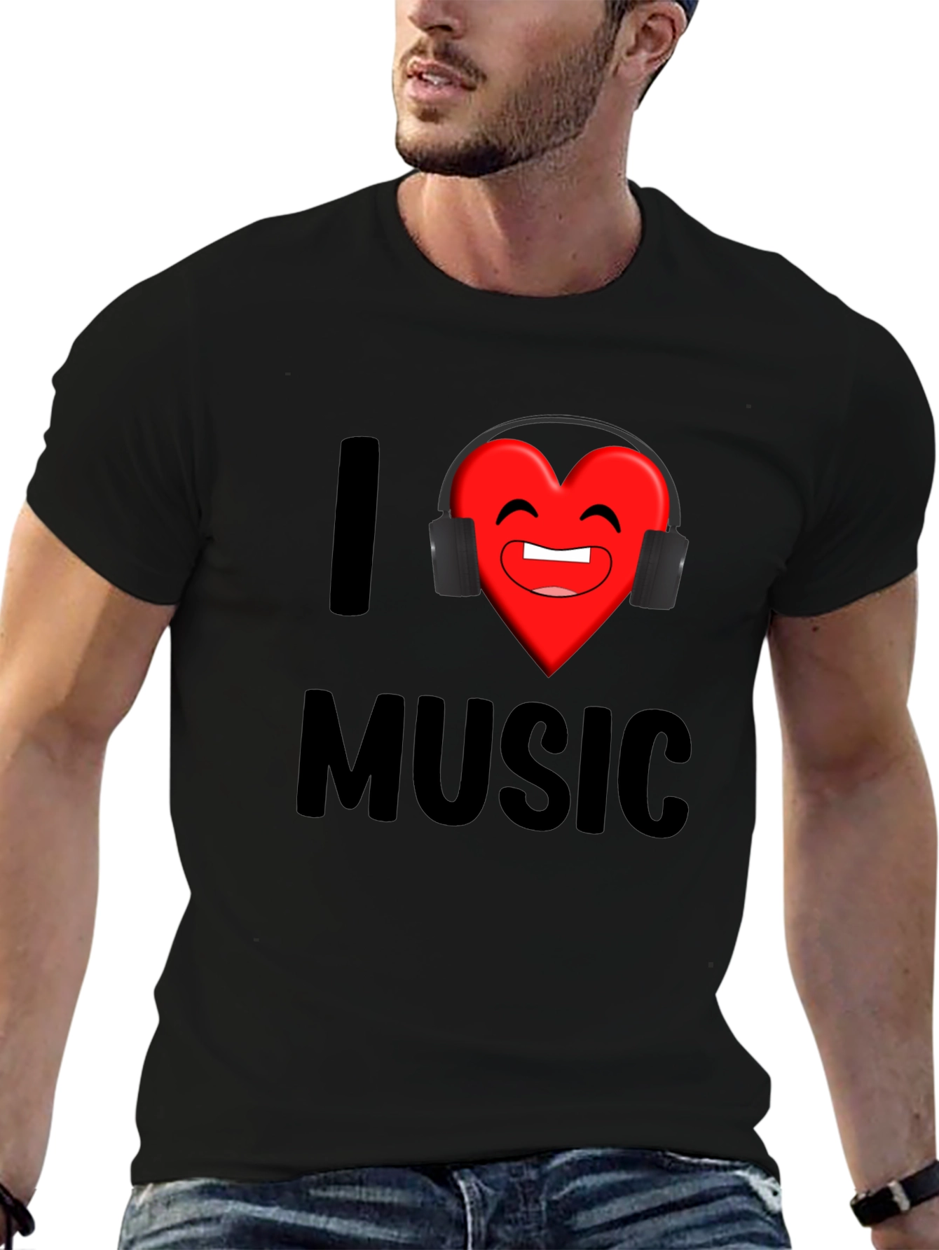 Black I Heart Music Graphic Print T-Shirt view 6