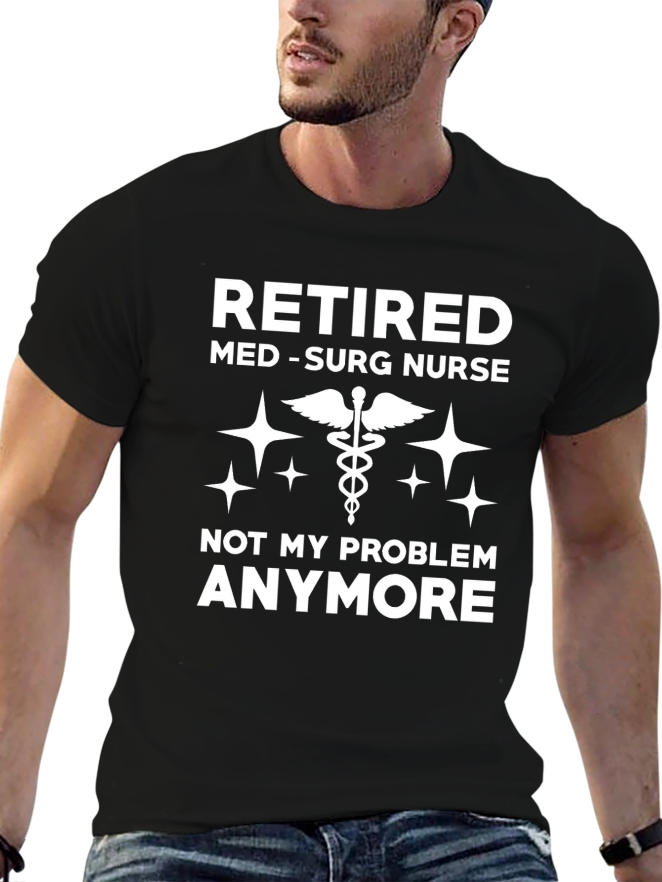 Black Retired Nurse T-Shirt - Med Surg - Funny Retirement Gift view 6