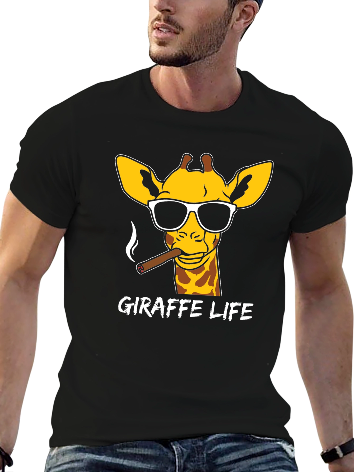 Black Giraffe Life T-Shirt - Cool Animal Tee view 6