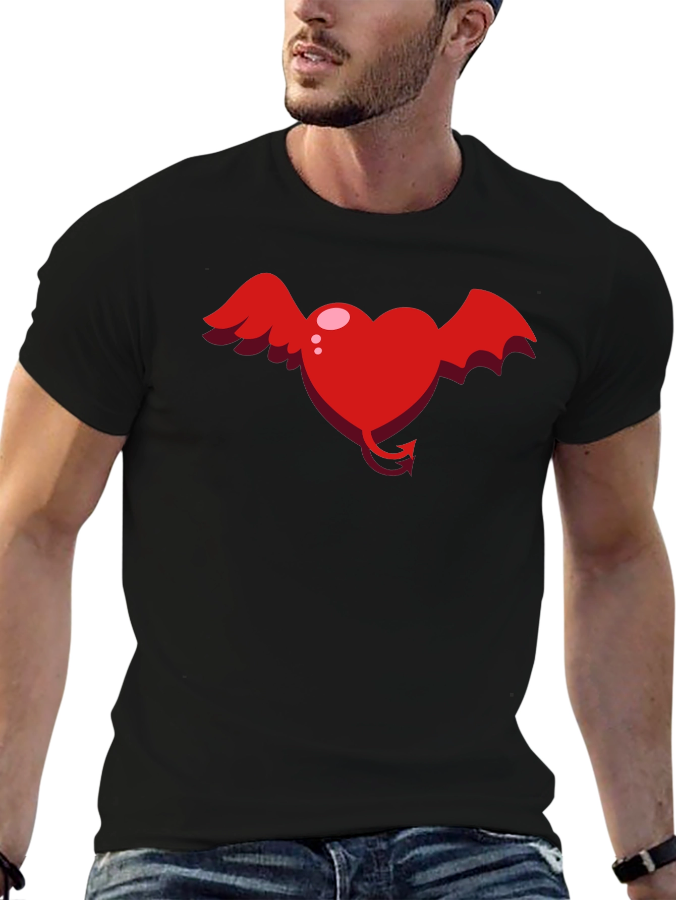Black Heart Devil Winged Graphic Tee - Unisex view 6