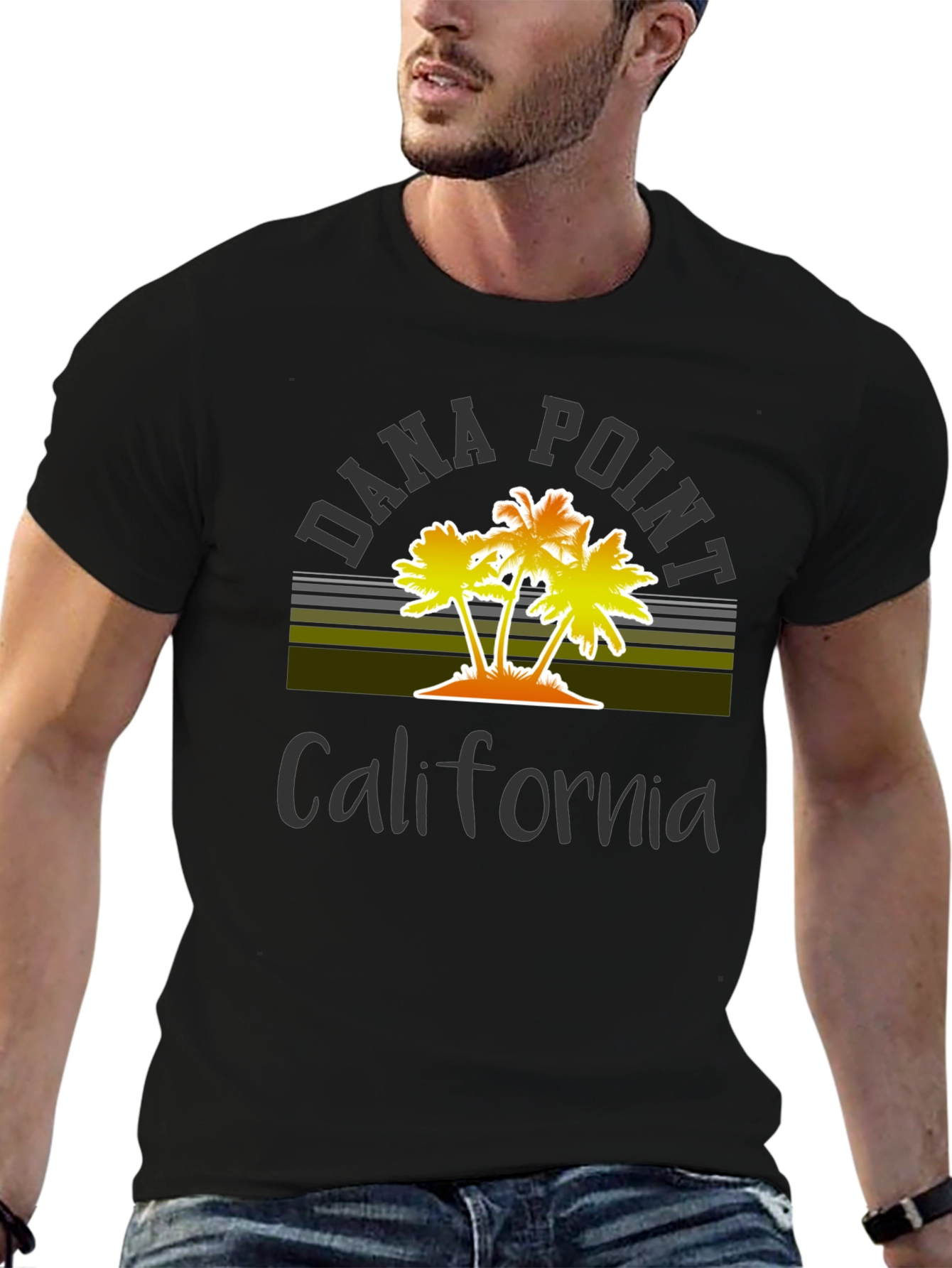 Black Dana Point California Palm Tree Graphic T-Shirt view 6