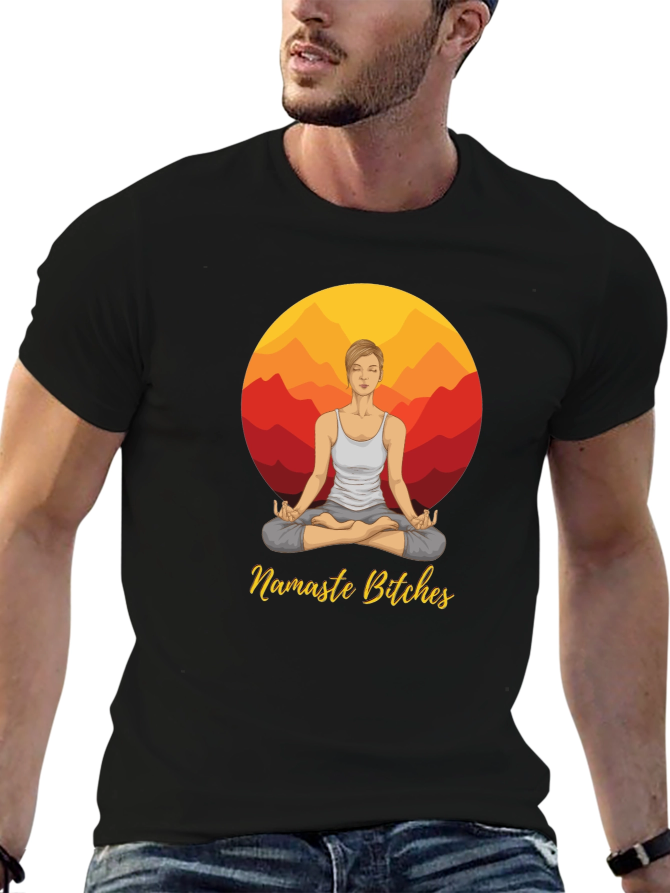 Black Namaste Bitches Yoga Tee view 6