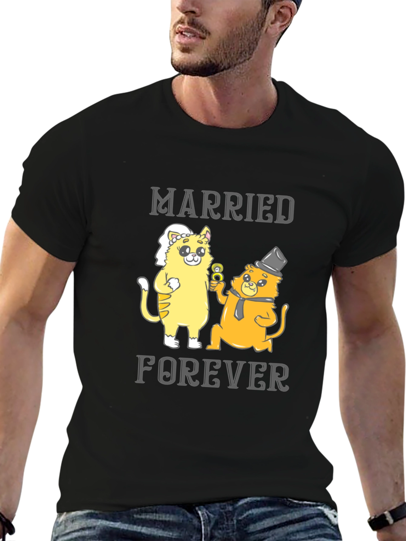 Black Married Forever Cats T-Shirt view 6