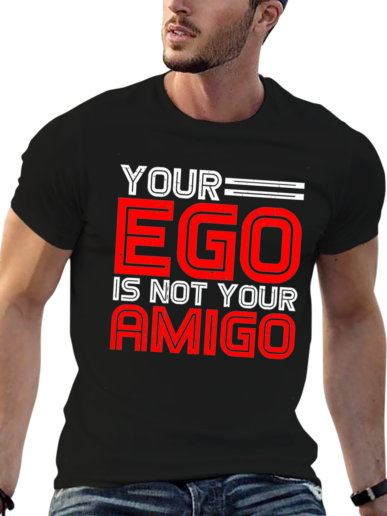 Black Your Ego is Not Your Amigo Graphic Tee view 6