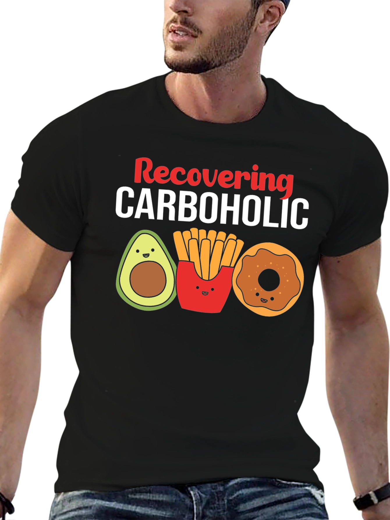 Black Recovering Carboholic Graphic T-Shirt view 6