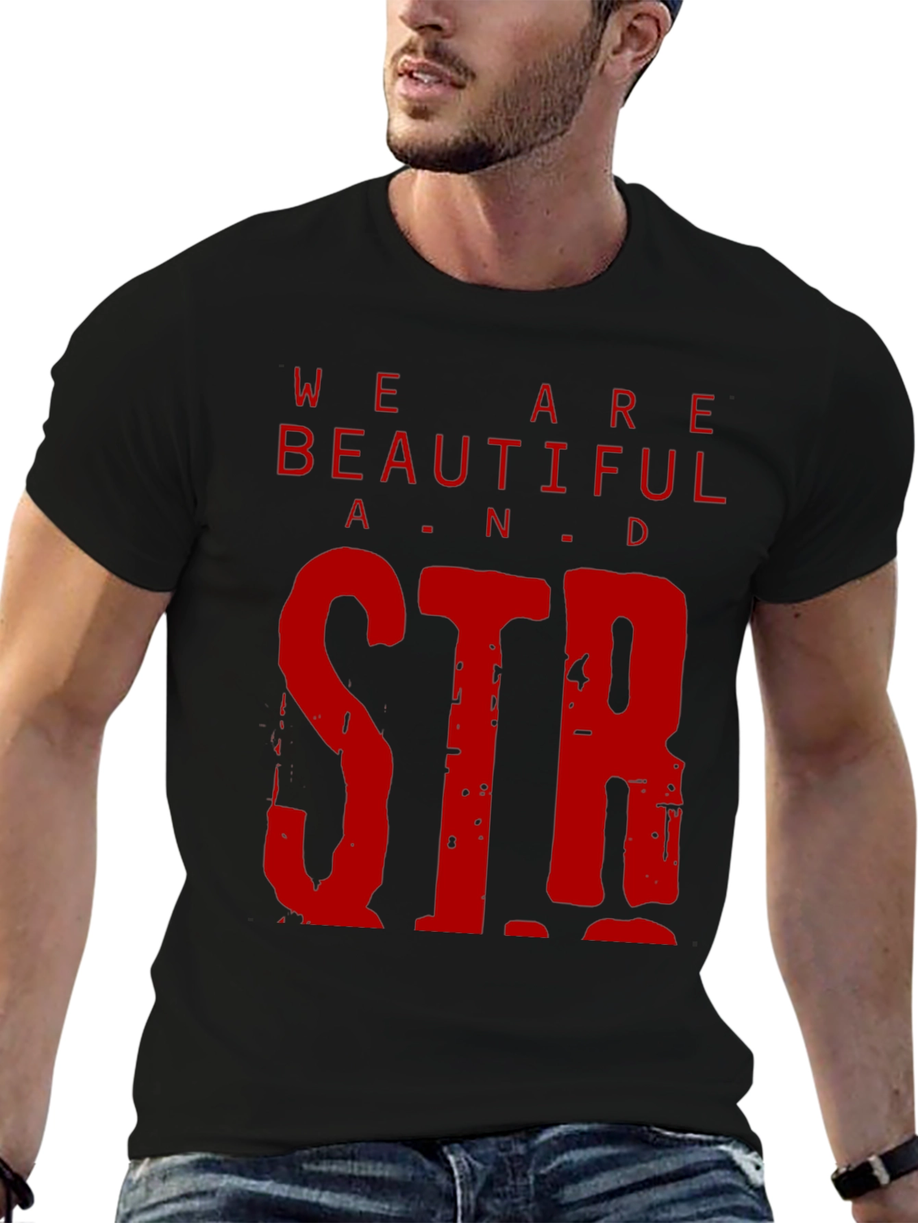 Black We Are Beautiful & Strong Graphic Tee view 6