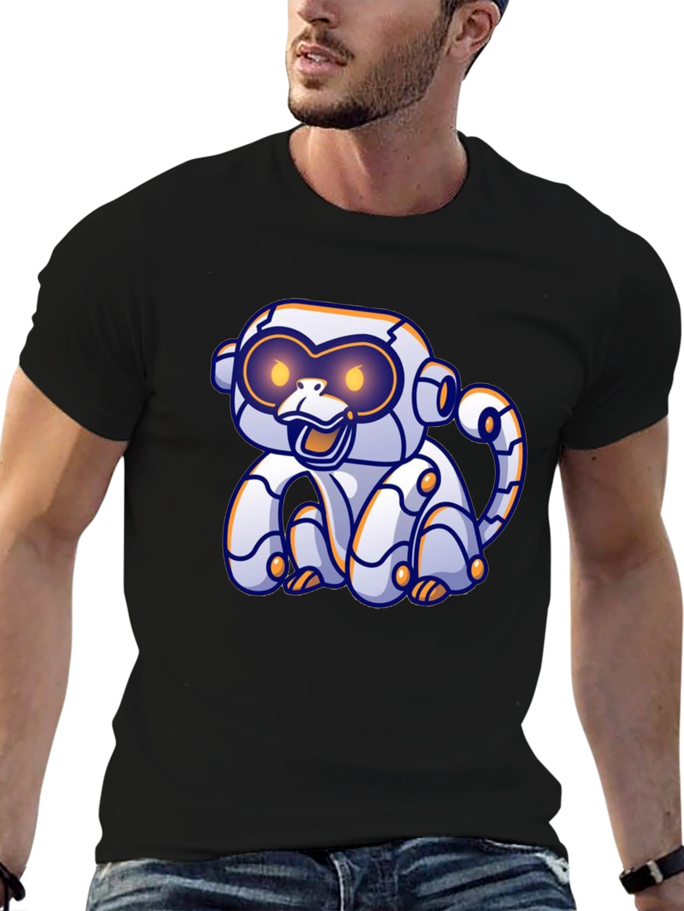 Black Robotic Monkey Graphic T-Shirt - Black view 6