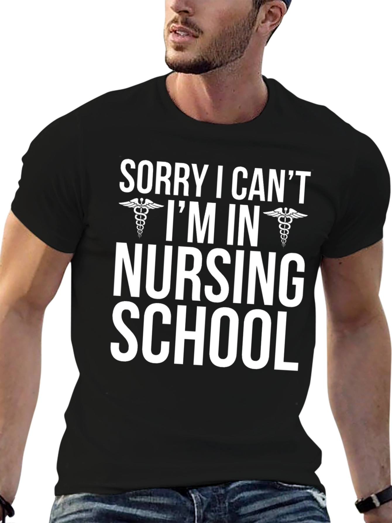 Black Nursing School T-Shirt - Sorry I Can't! view 6