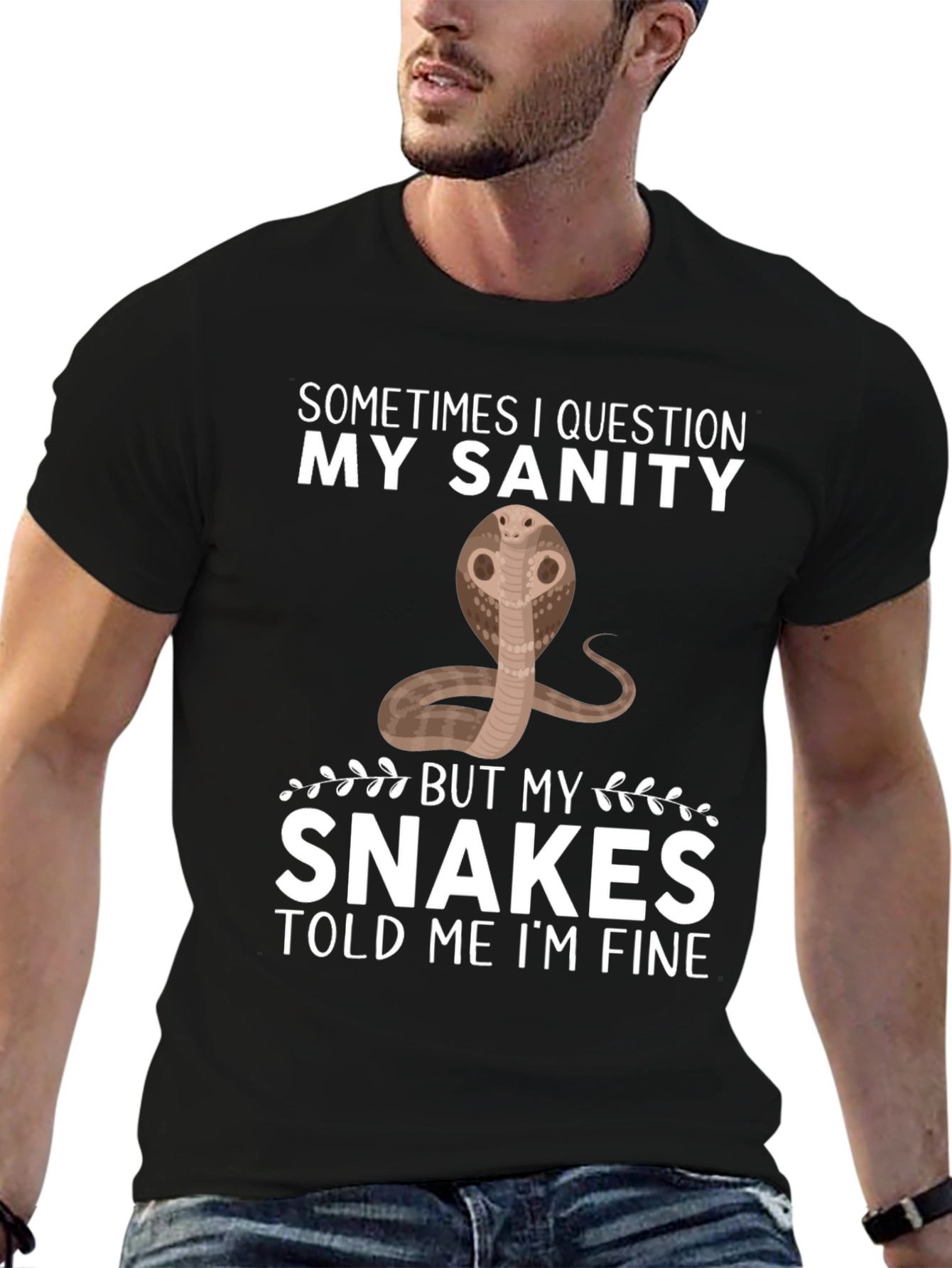 Black Funny Snake T-Shirt: My Sanity Told Me I'm Fine view 6