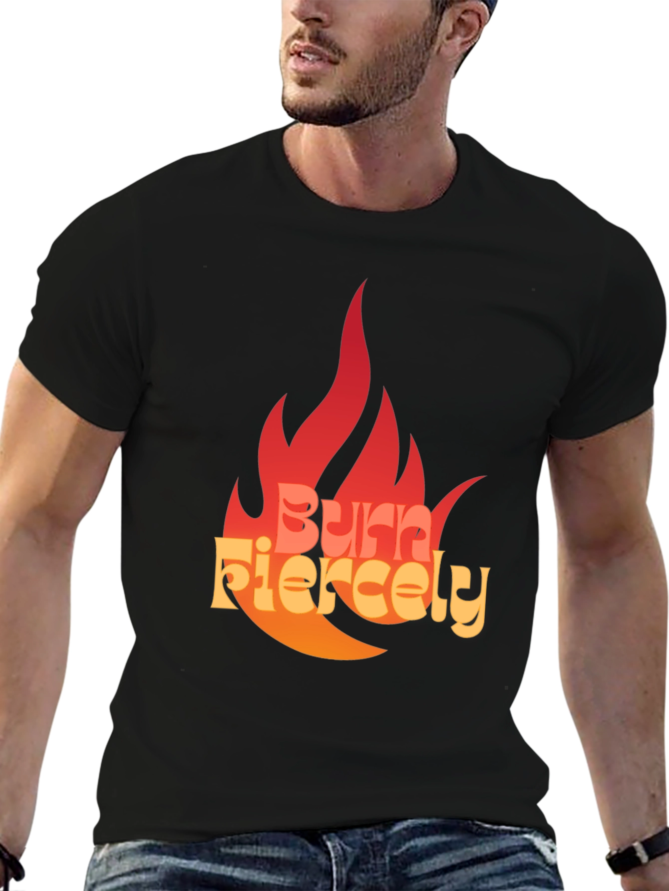 Black Burn Fiercely Graphic T-Shirt - Bold Statement Tee view 6