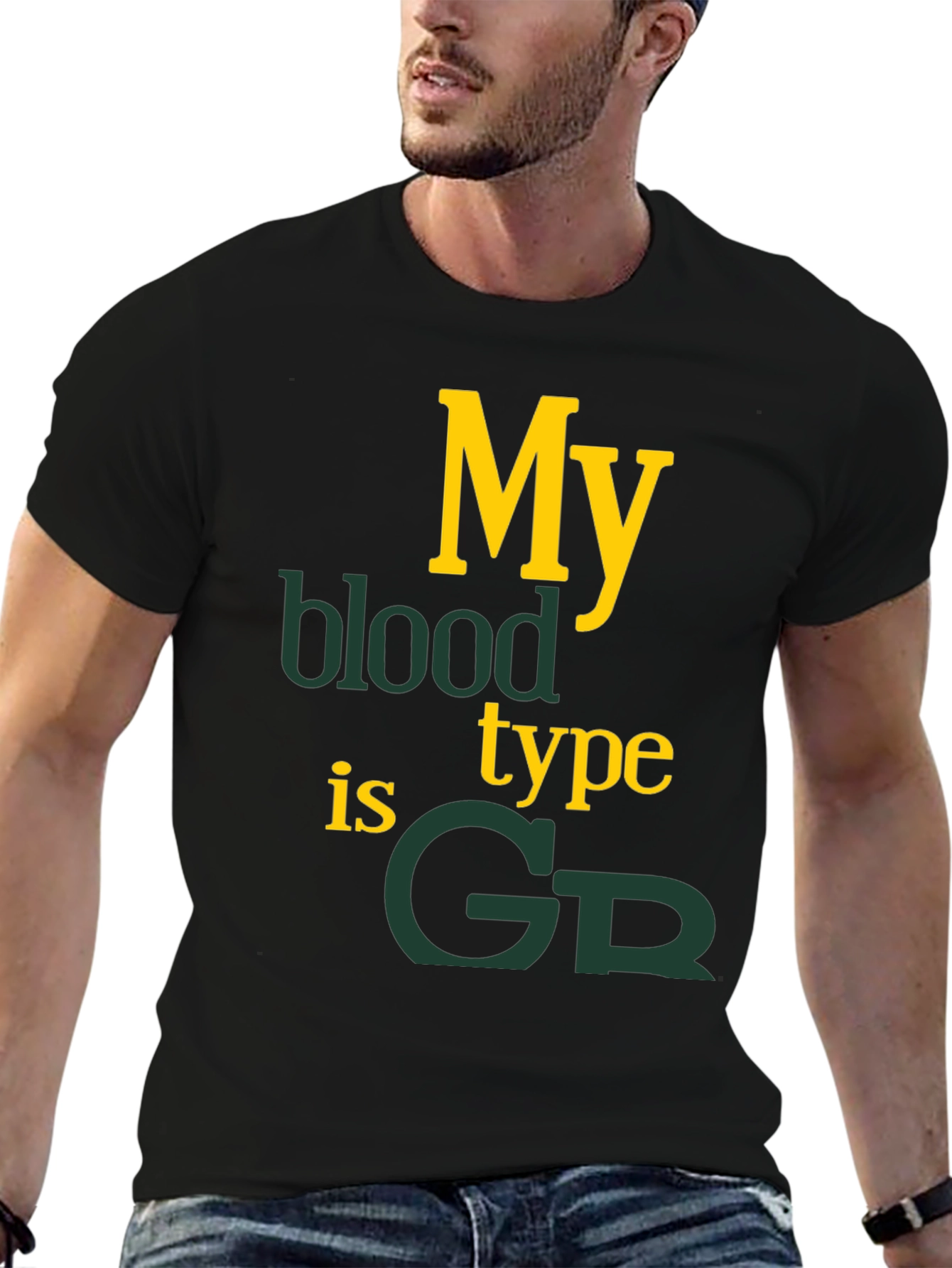 Black My Blood Type is GR Graphic T-Shirt view 6