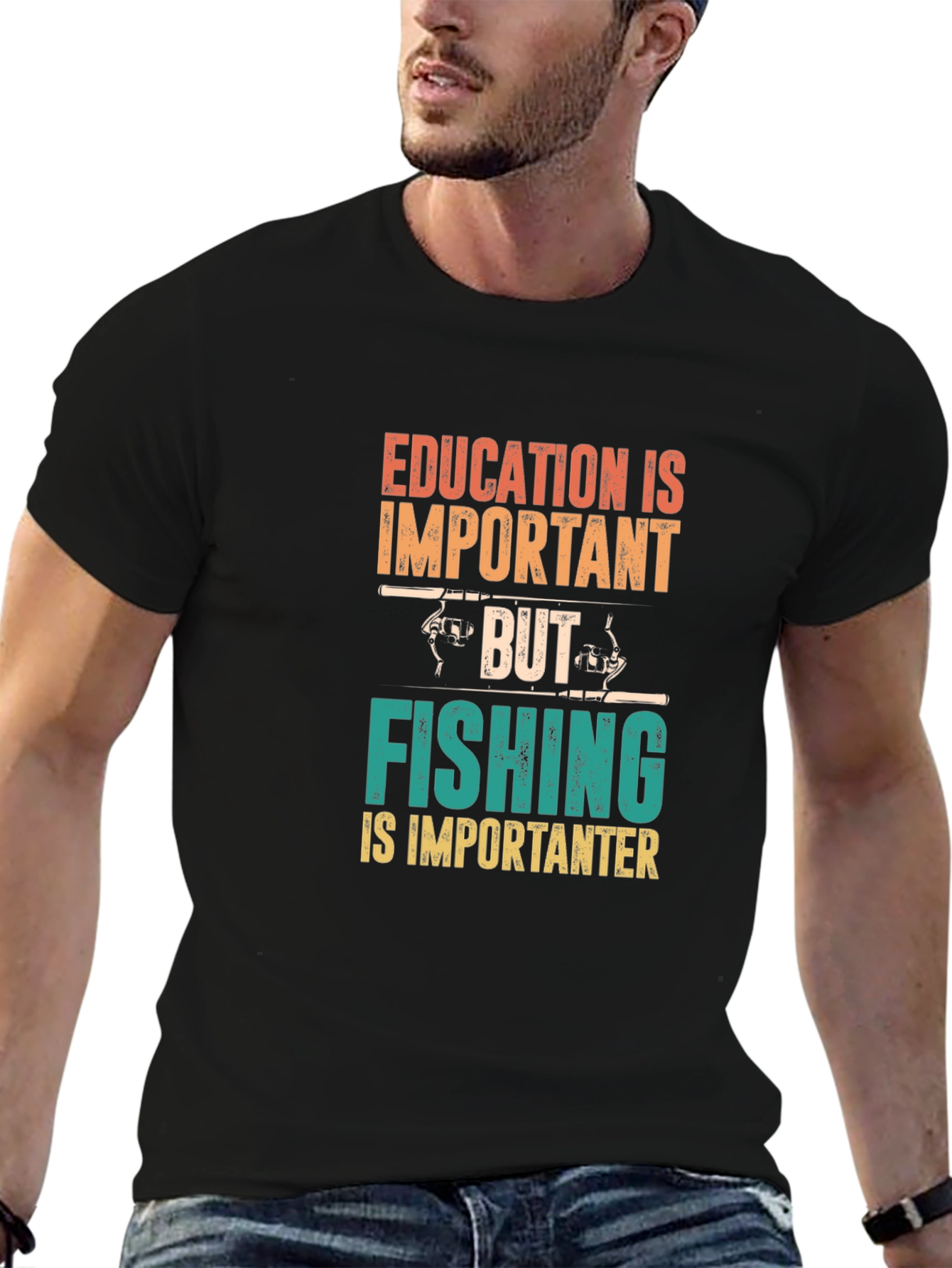 Black Fishing Is Importanter T-Shirt view 6