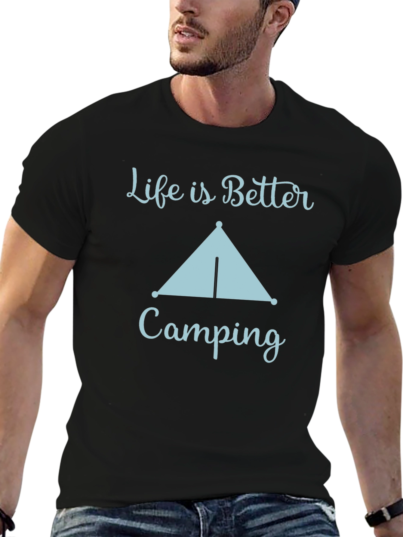 Black Life Is Better Camping Graphic Tee view 6