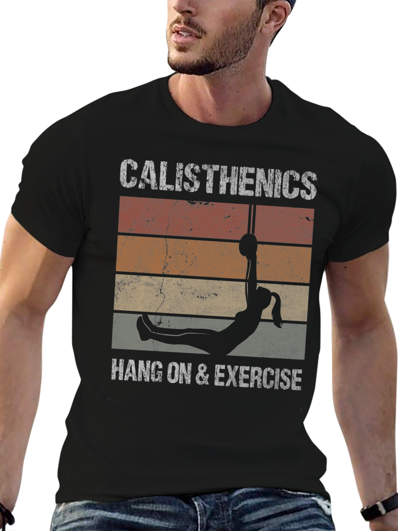 Black Calisthenics Vintage Style T-Shirt view 6