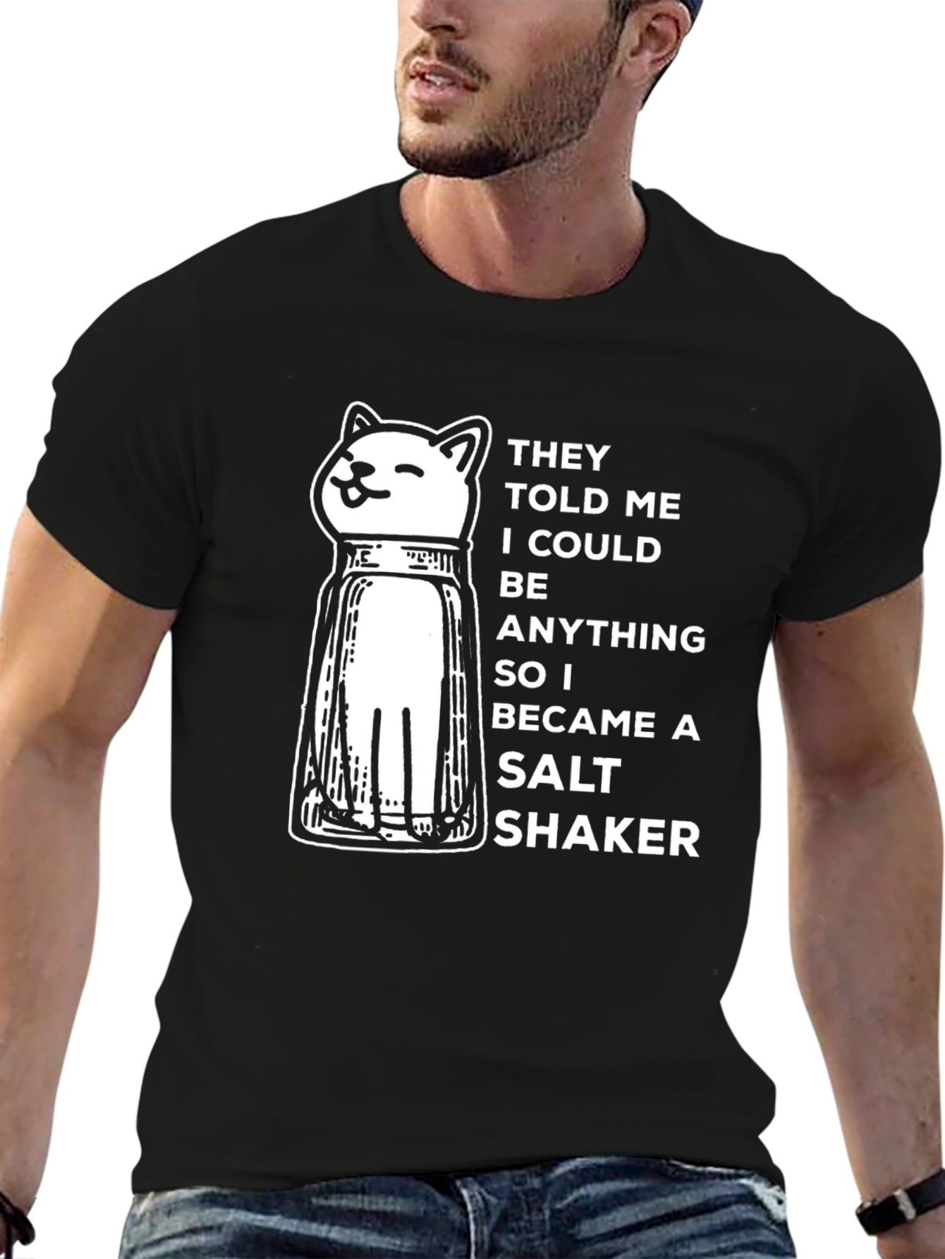 Black Cat Salt Shaker T-Shirt - Be Anything view 6