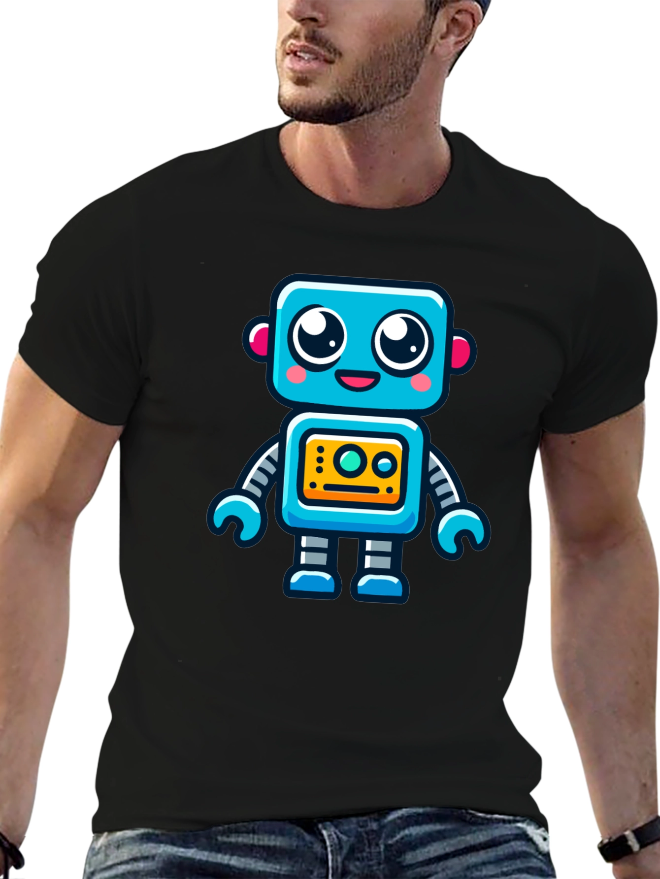 Black Fun Robot Graphic T-Shirt - Black view 6