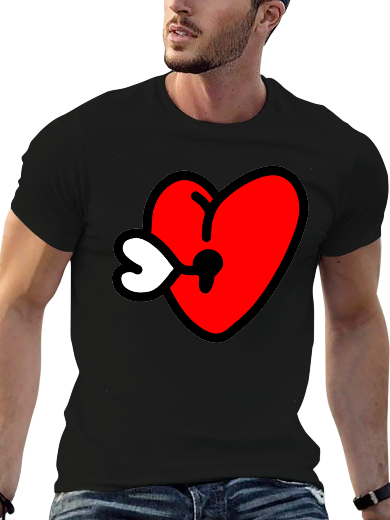 Black Heart Keyhole Graphic Tee - Black view 6