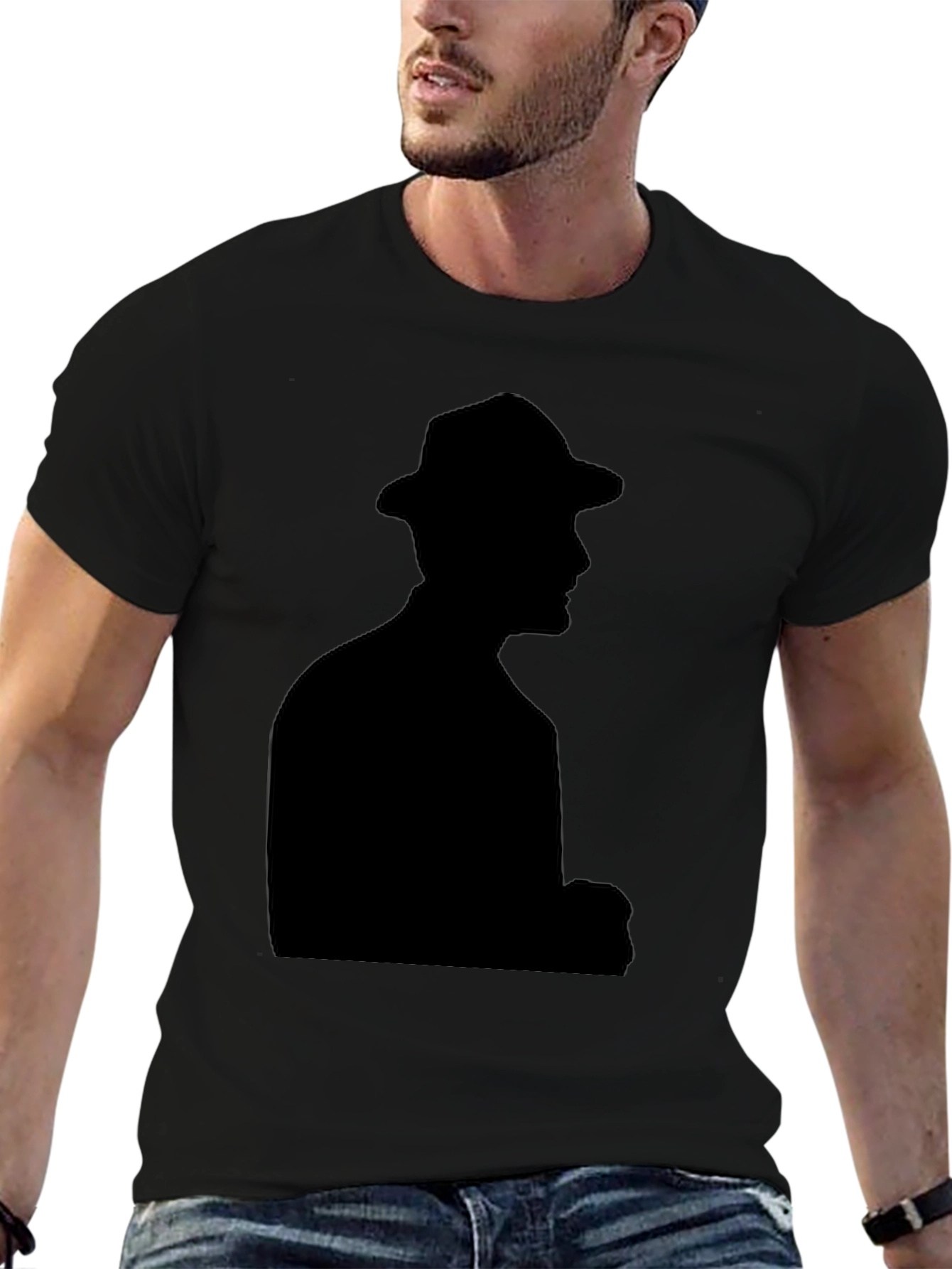 Black Shadow Man Graphic Tee - Cool & Stylish Black T-Shirt view 6