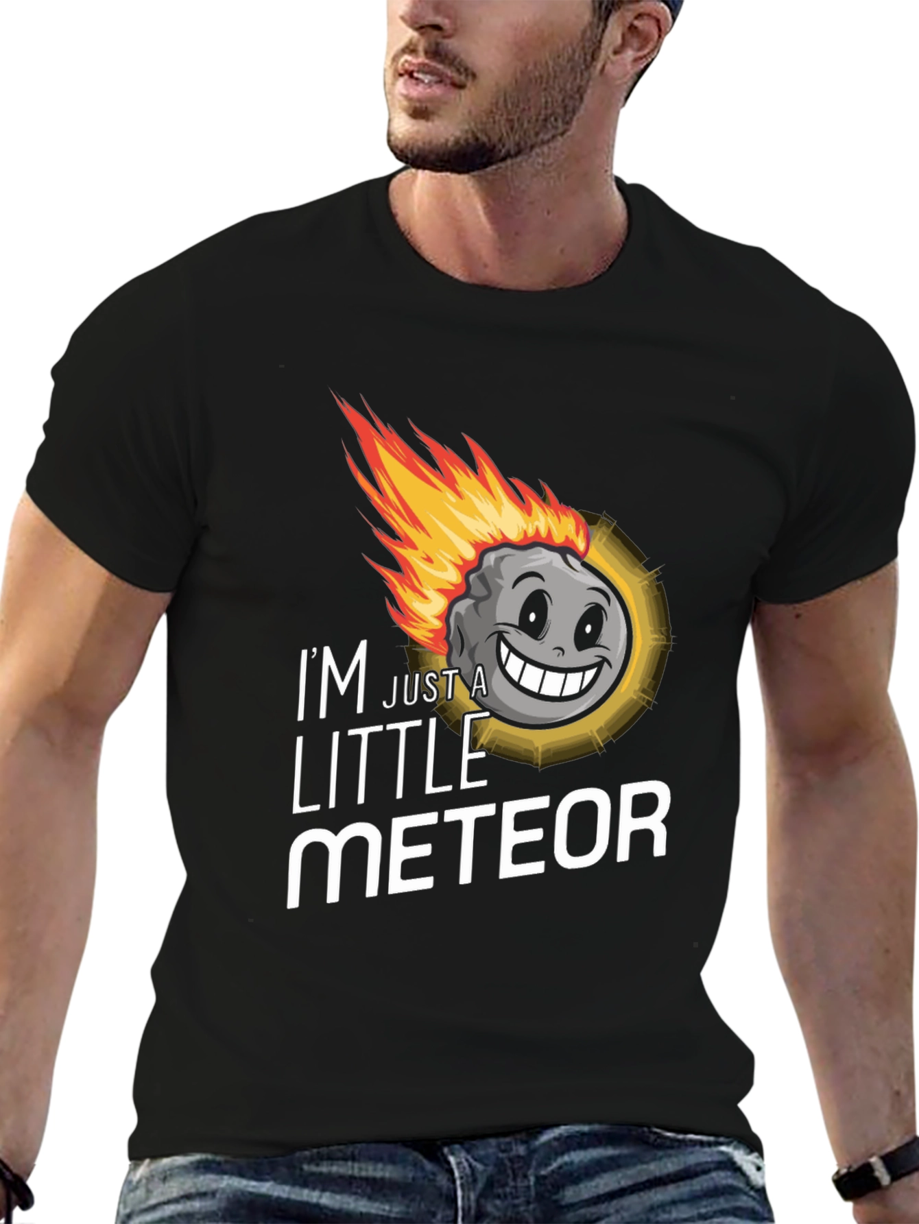 Black I'm Just a Little Meteor Graphic T-Shirt view 6