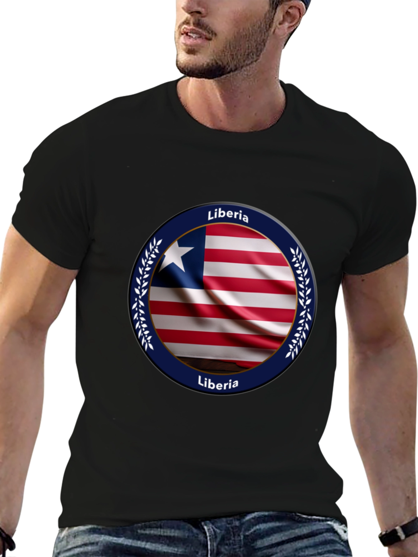 Black Liberia Flag T-Shirt view 6