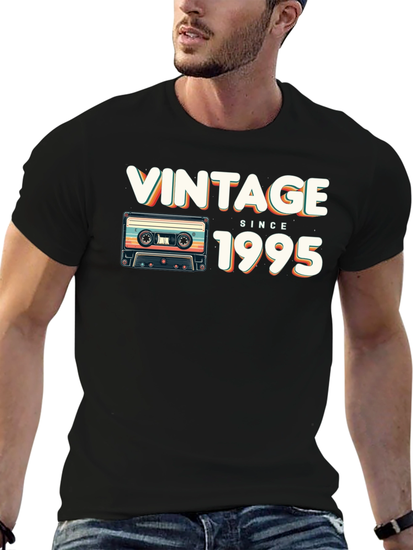 Black Vintage Since 1995 T-Shirt Retro Cassette view 6