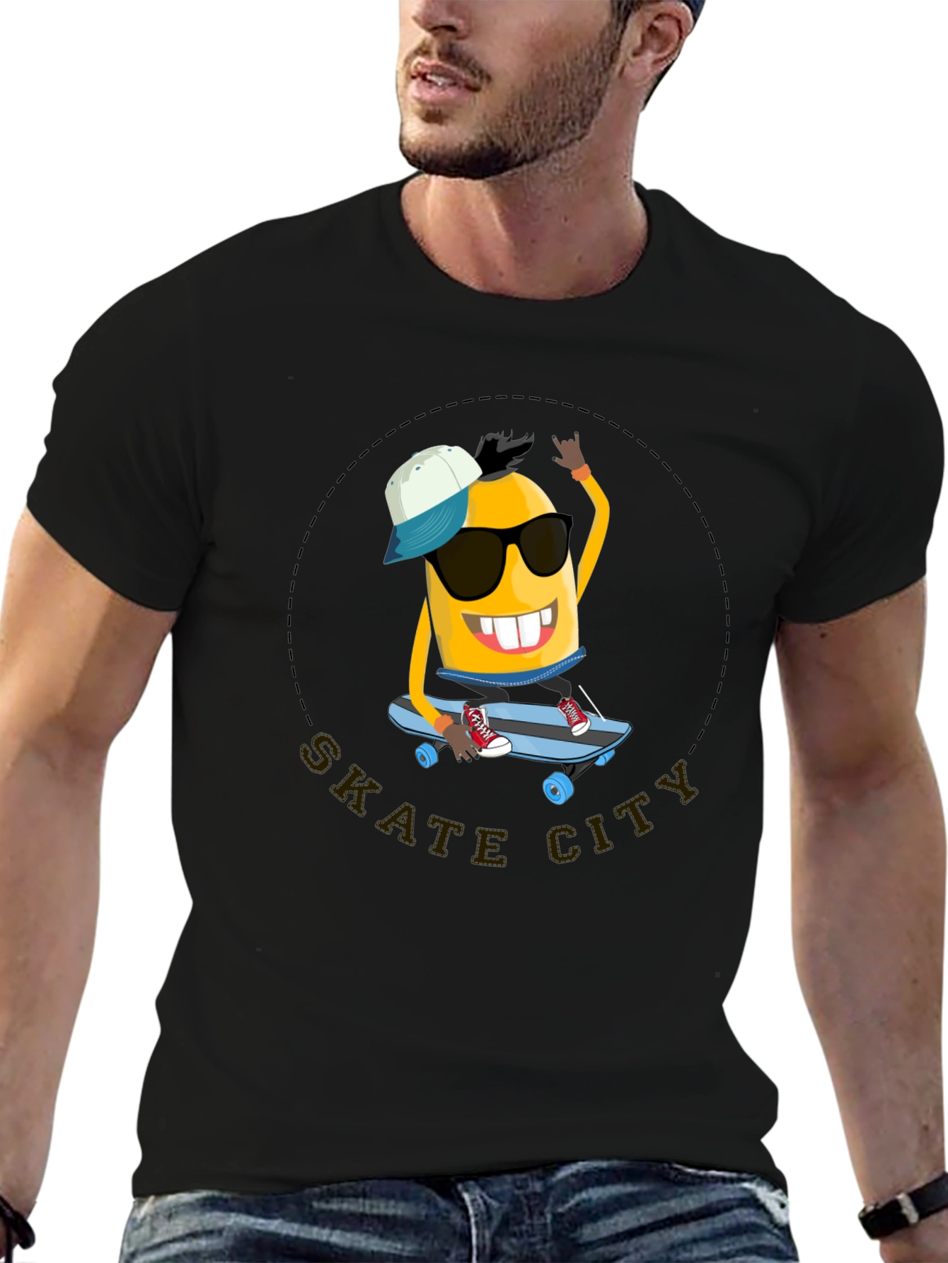 Black Skate City Minion T-Shirt - Cool Black Tee view 6