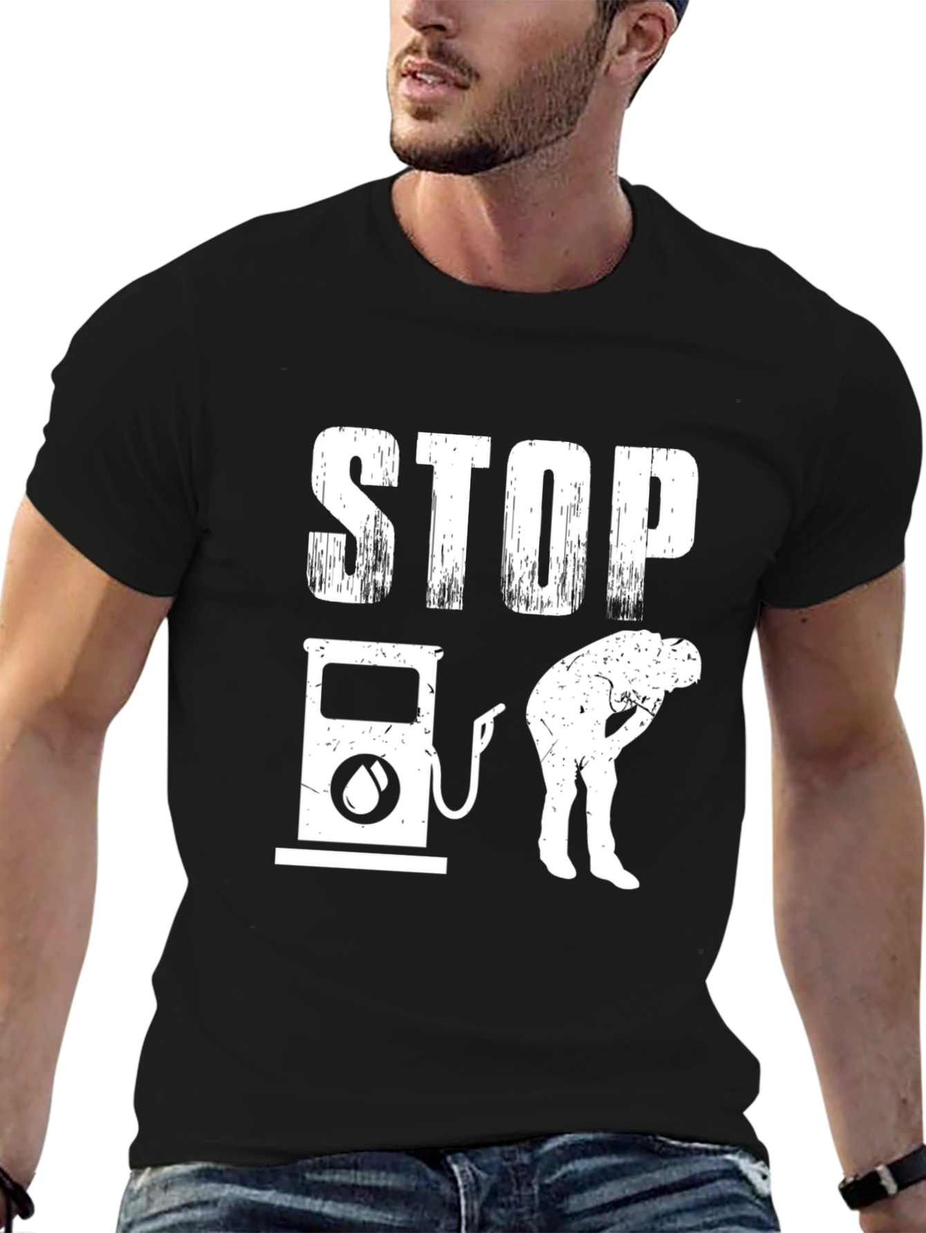 Black Stop Gas T-Shirt - Funny Graphic Tee for Men view 6