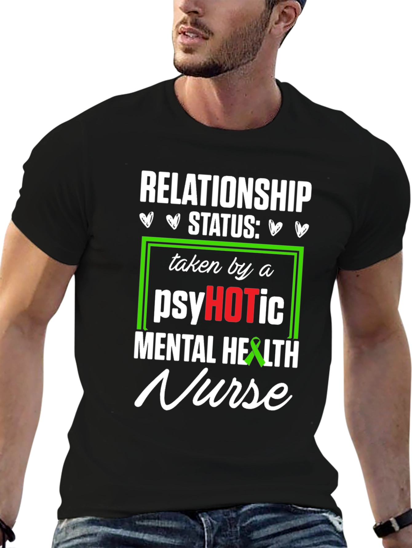 Black Psychotic Mental Health Nurse T-Shirt view 6