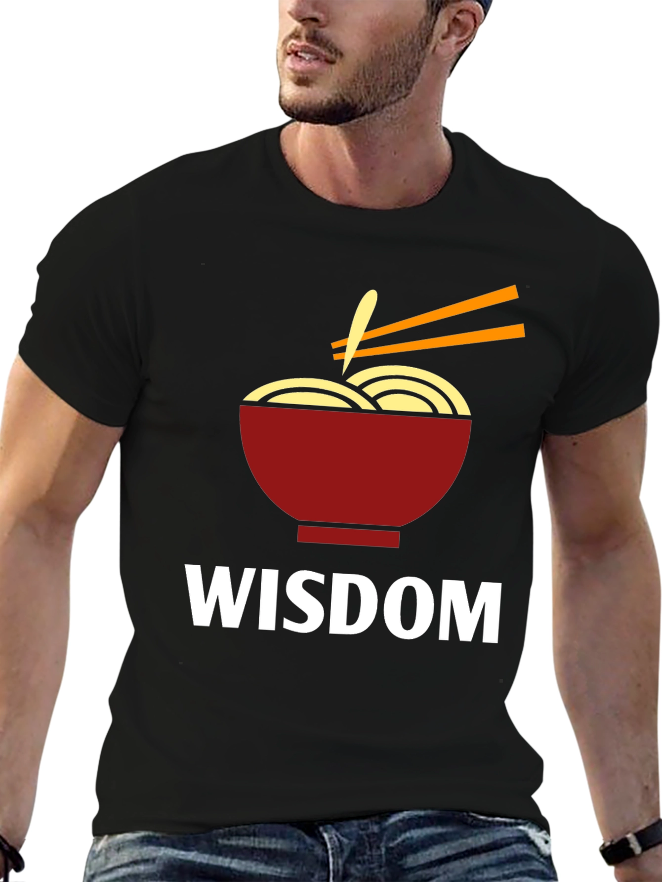 Black Wisdom Ramen Bowl Graphic T-Shirt view 6
