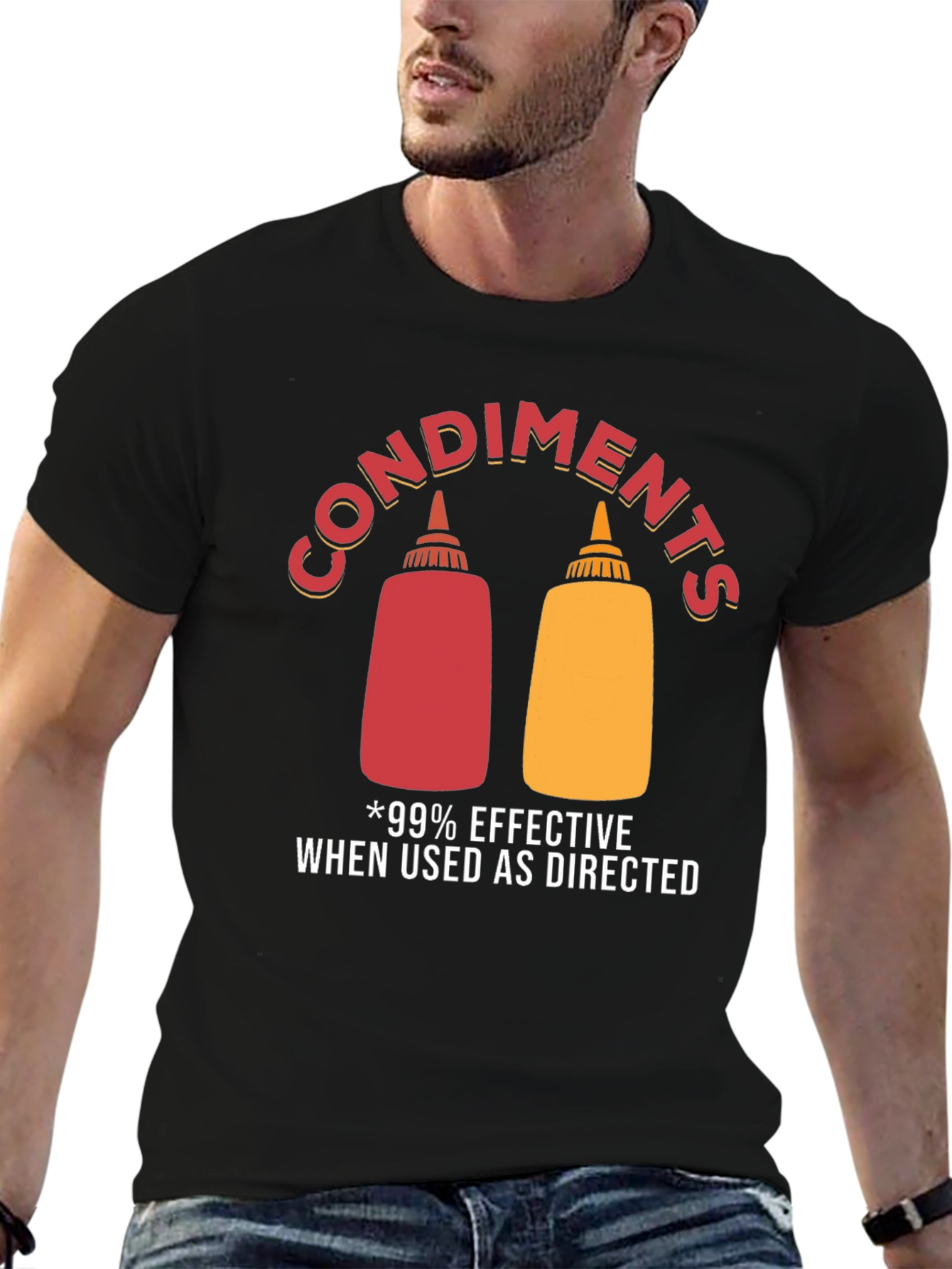 Black Condiments Humor Graphic T-Shirt view 6
